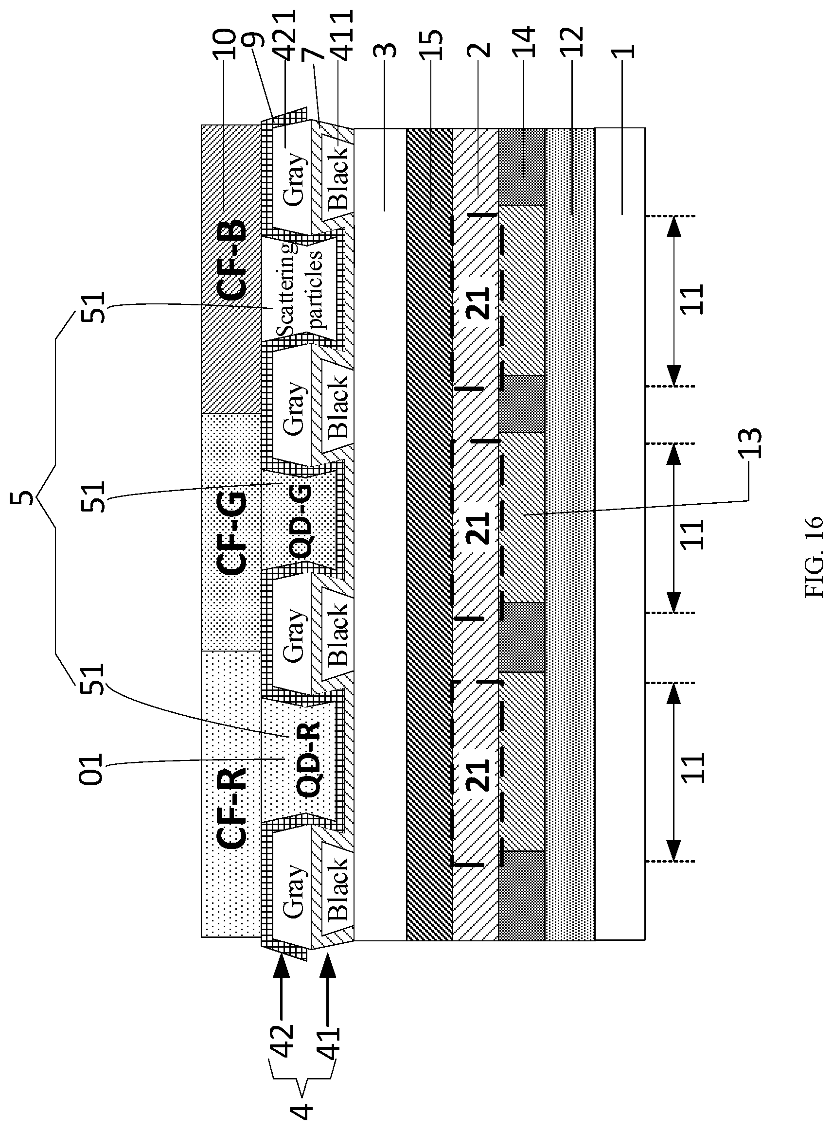 Patent US11785825 Figure 16 – Quantum dot-organic light emitting display panel and display device