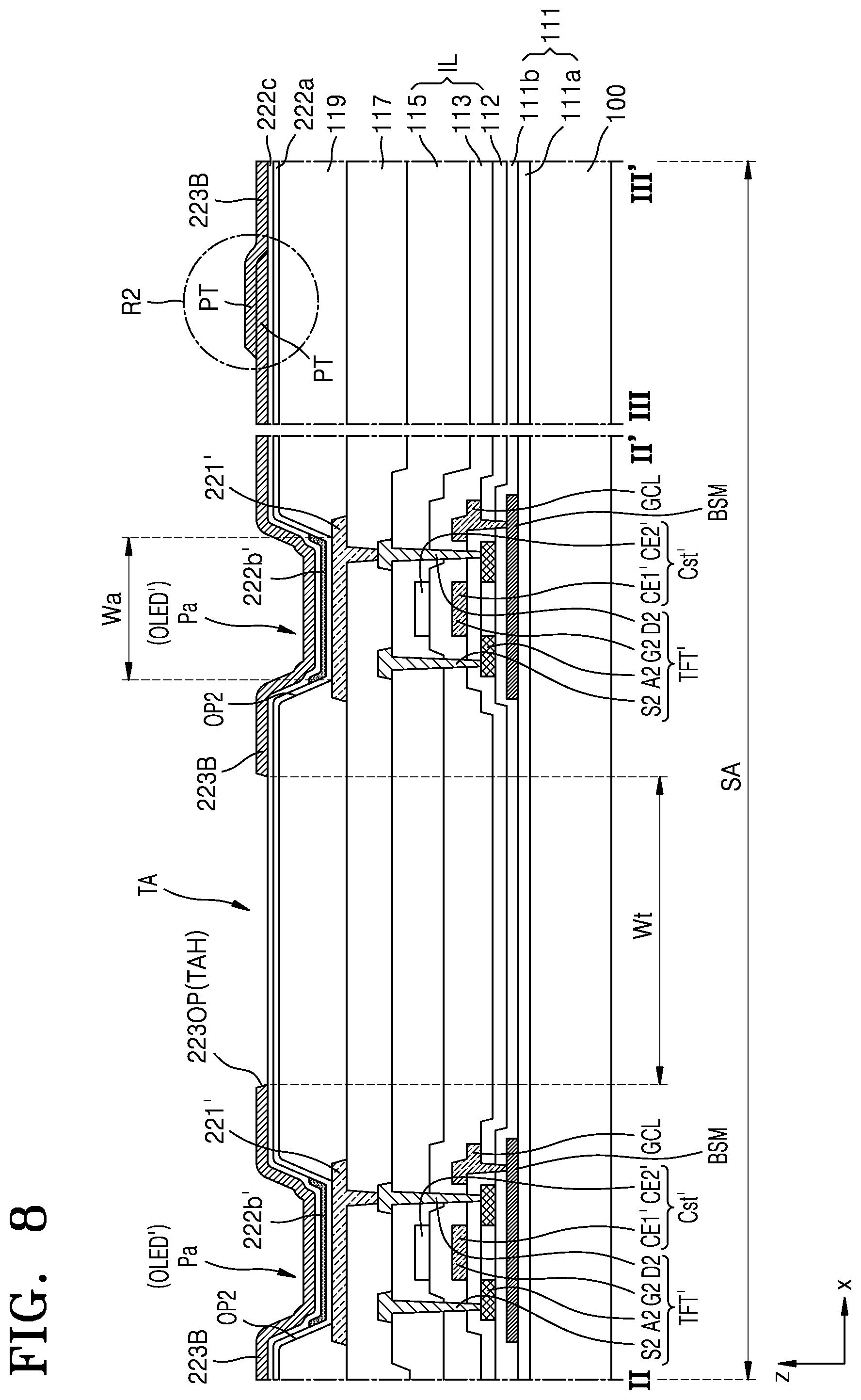 Patent US11785829 Figure 9 – Display apparatus and method of manufacturing the same, the method including depositing different electrode portions by moving a mask