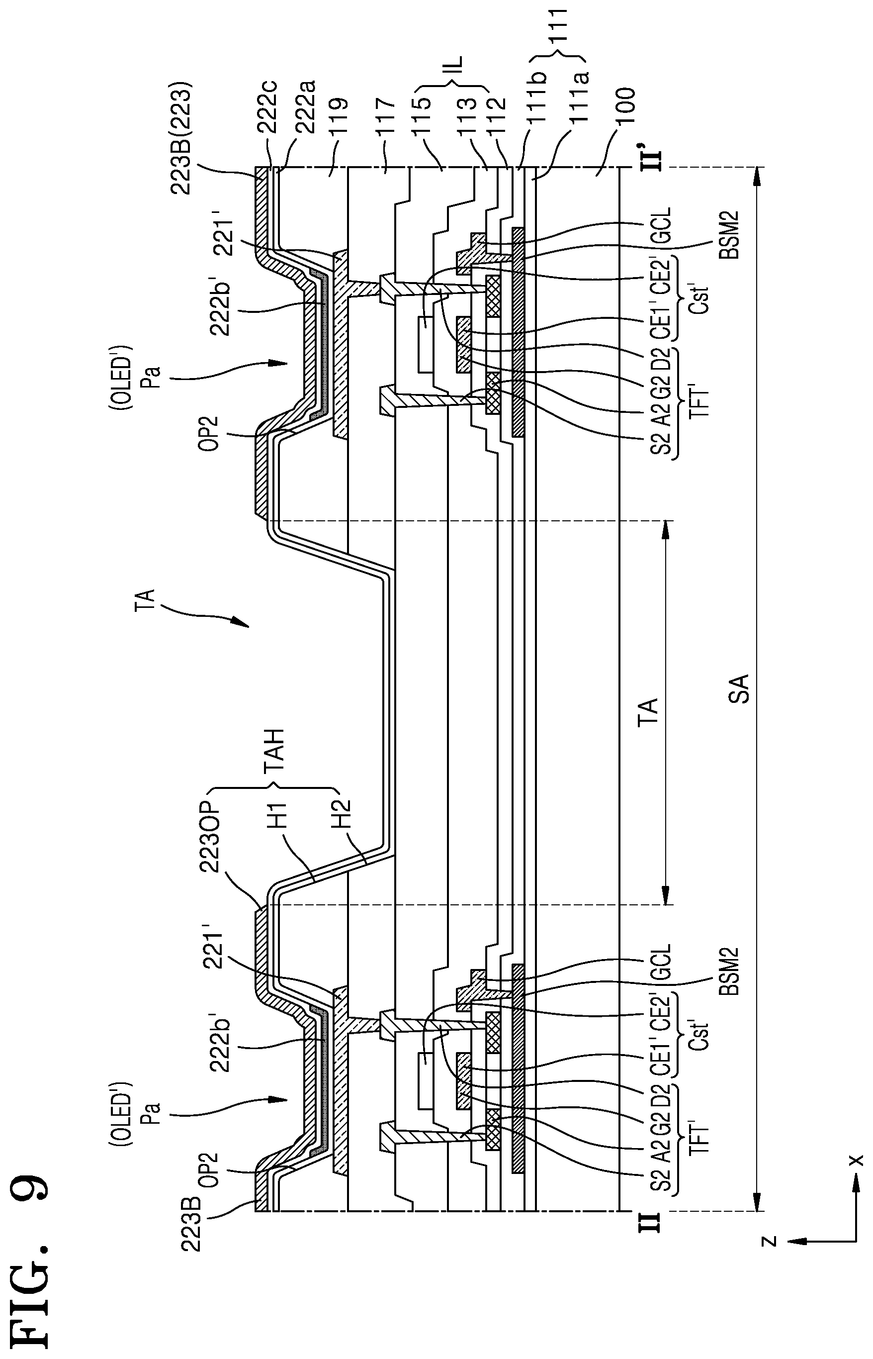 Patent US11785829 Figure 10 – Display apparatus and method of manufacturing the same, the method including depositing different electrode portions by moving a mask