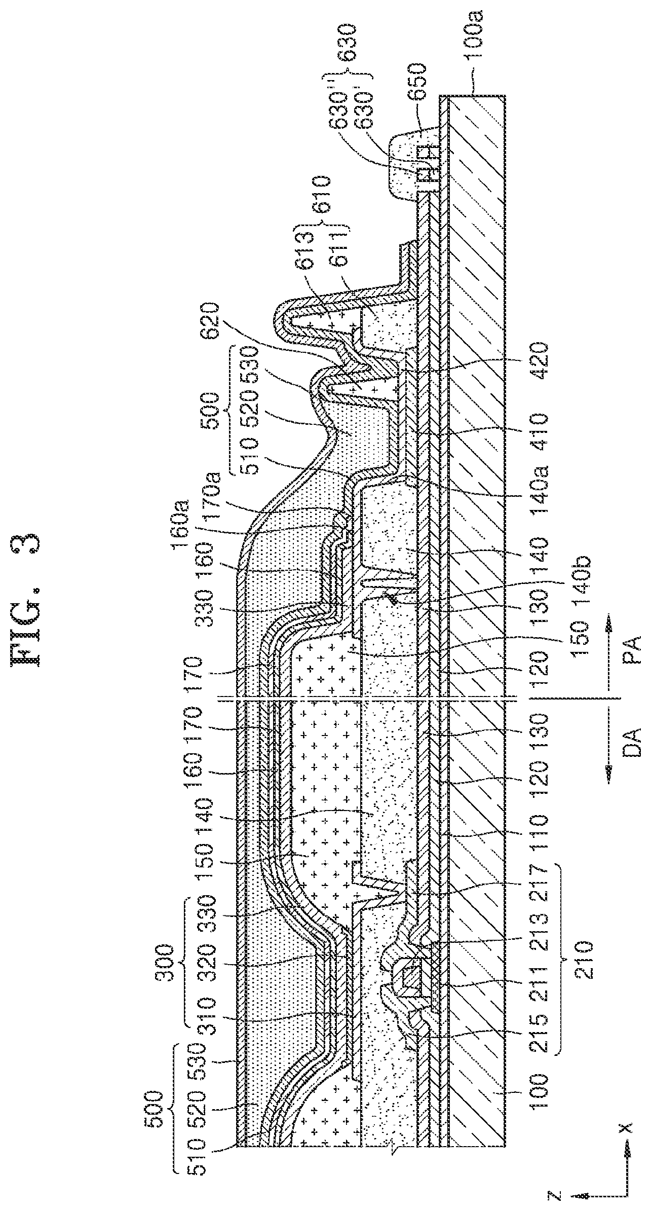 Patent US11785833 Figure 2 – Display apparatus including an anti-crack projection