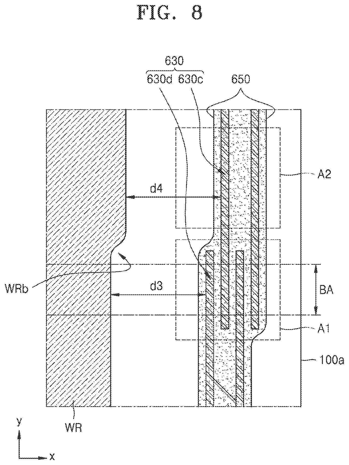 Patent US11785833 Figure 7 – Display apparatus including an anti-crack projection