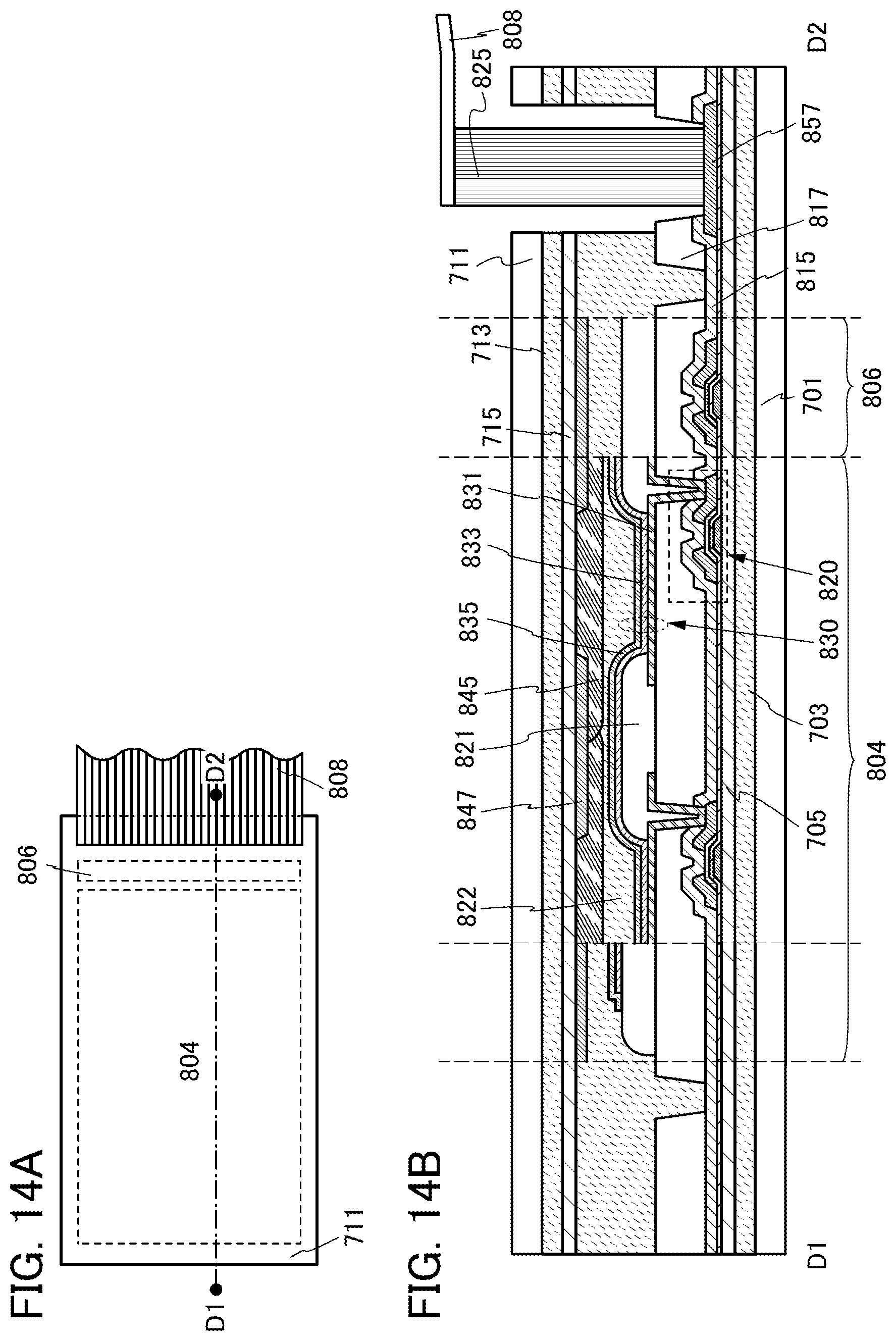Patent US11785835 Figure 14 – Touch panel having a photoelectric conversion element between the first and second flexible substrates