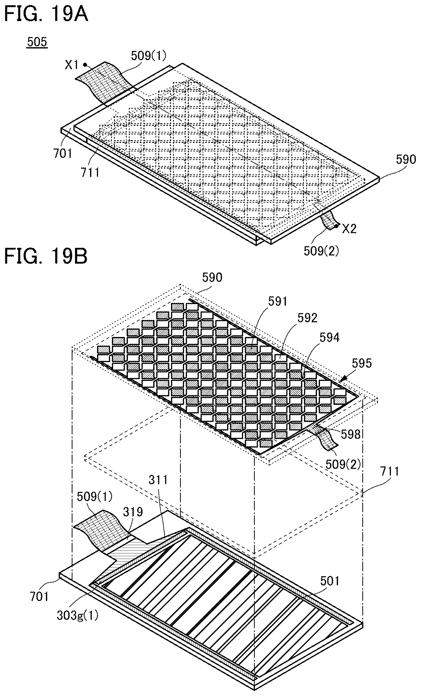 Patent US11785835 Figure 19 – Touch panel having a photoelectric conversion element between the first and second flexible substrates
