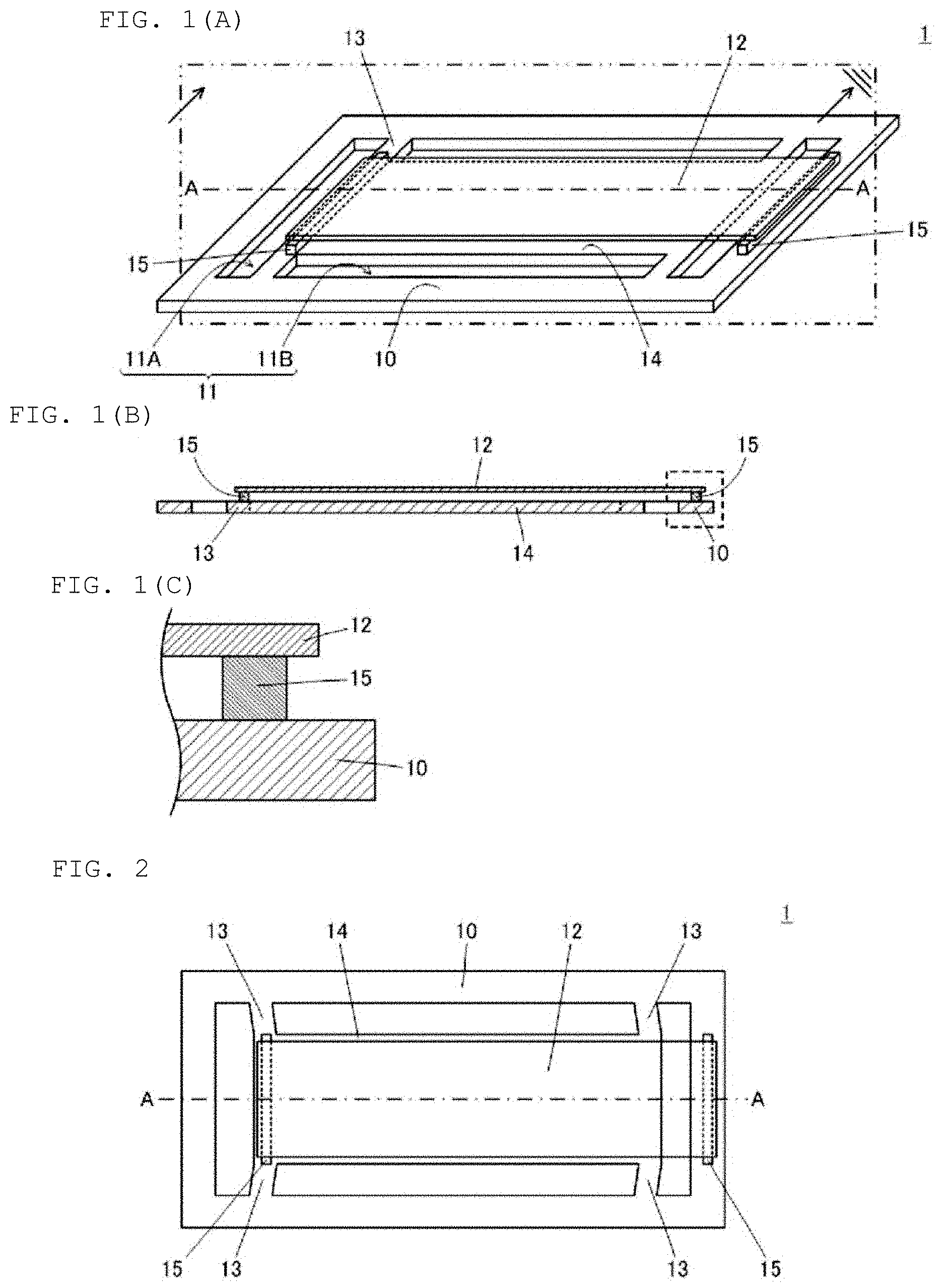 Patent US11785855 — Piezoelectric device, vibration structure and piezoelectric sensor — Figure 1