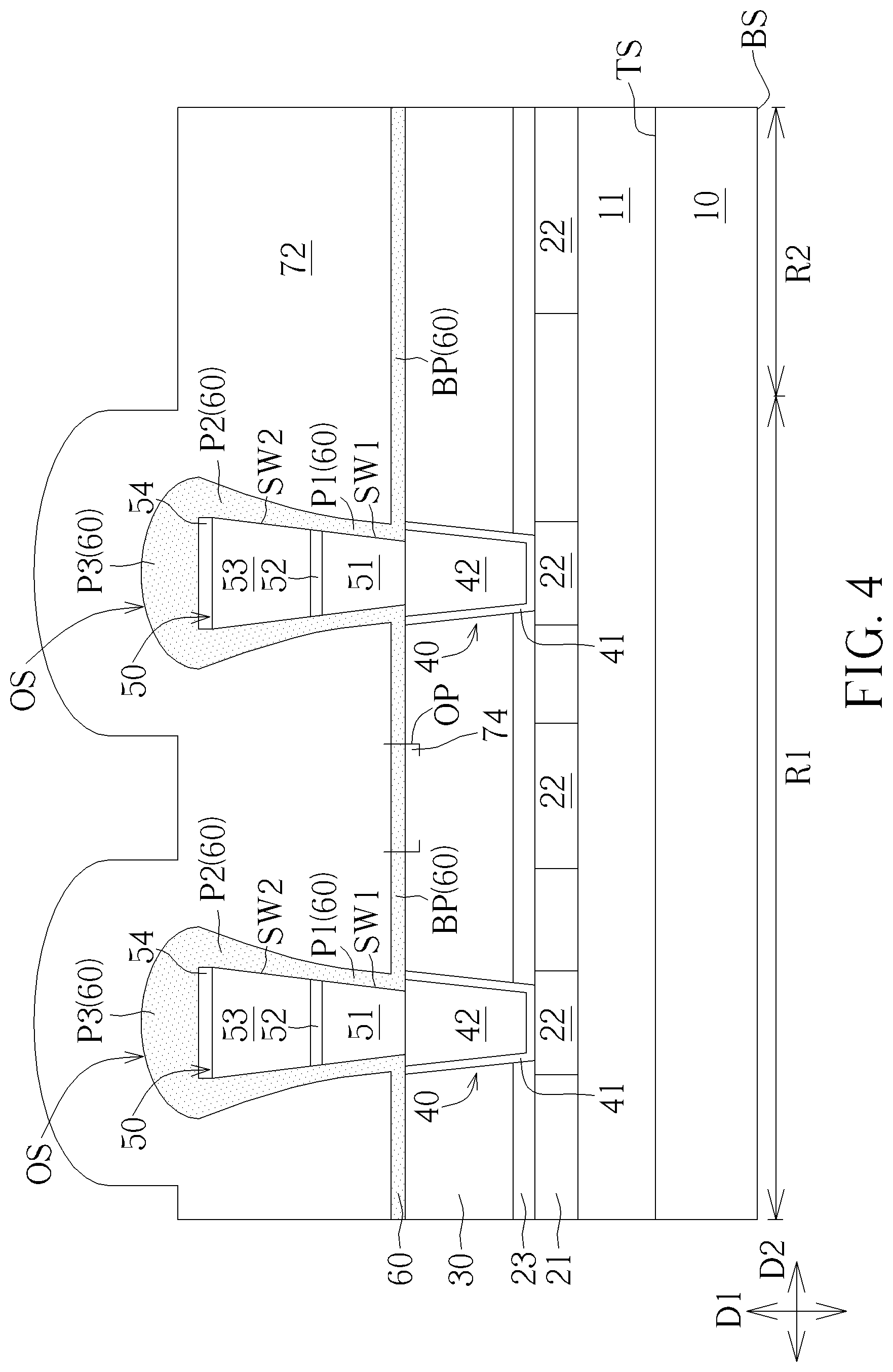 Patent US11785867 Figure 4 – Memory device and manufacturing method thereof
