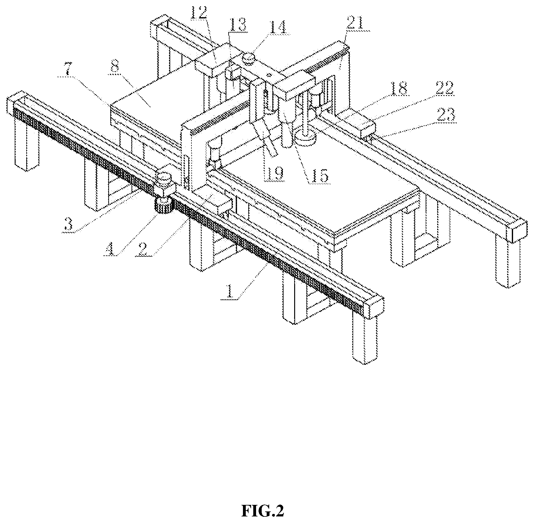 Patent US11787004 Figure 2 – Steel backing plate wiredrawing equipment and method