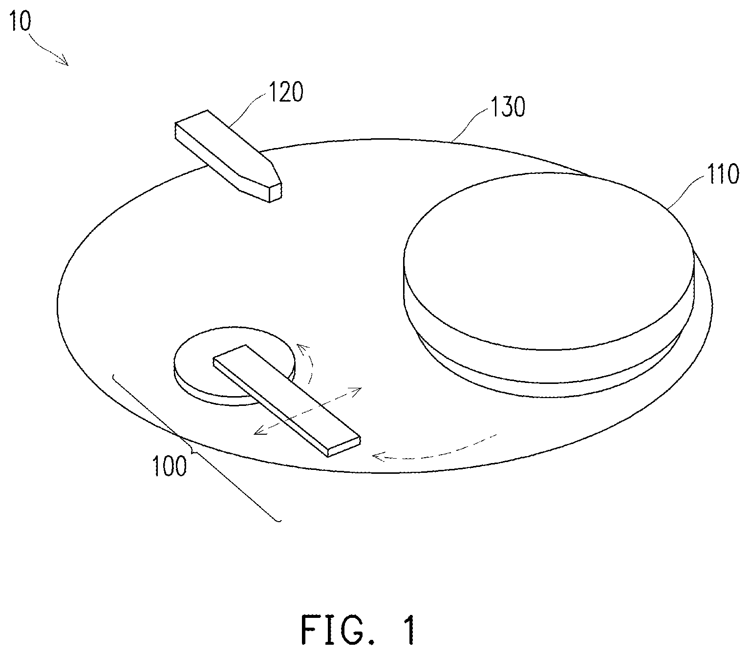 Patent US11787012 Figure 1 – Conditioner disk, chemical mechanical polishing device, and method