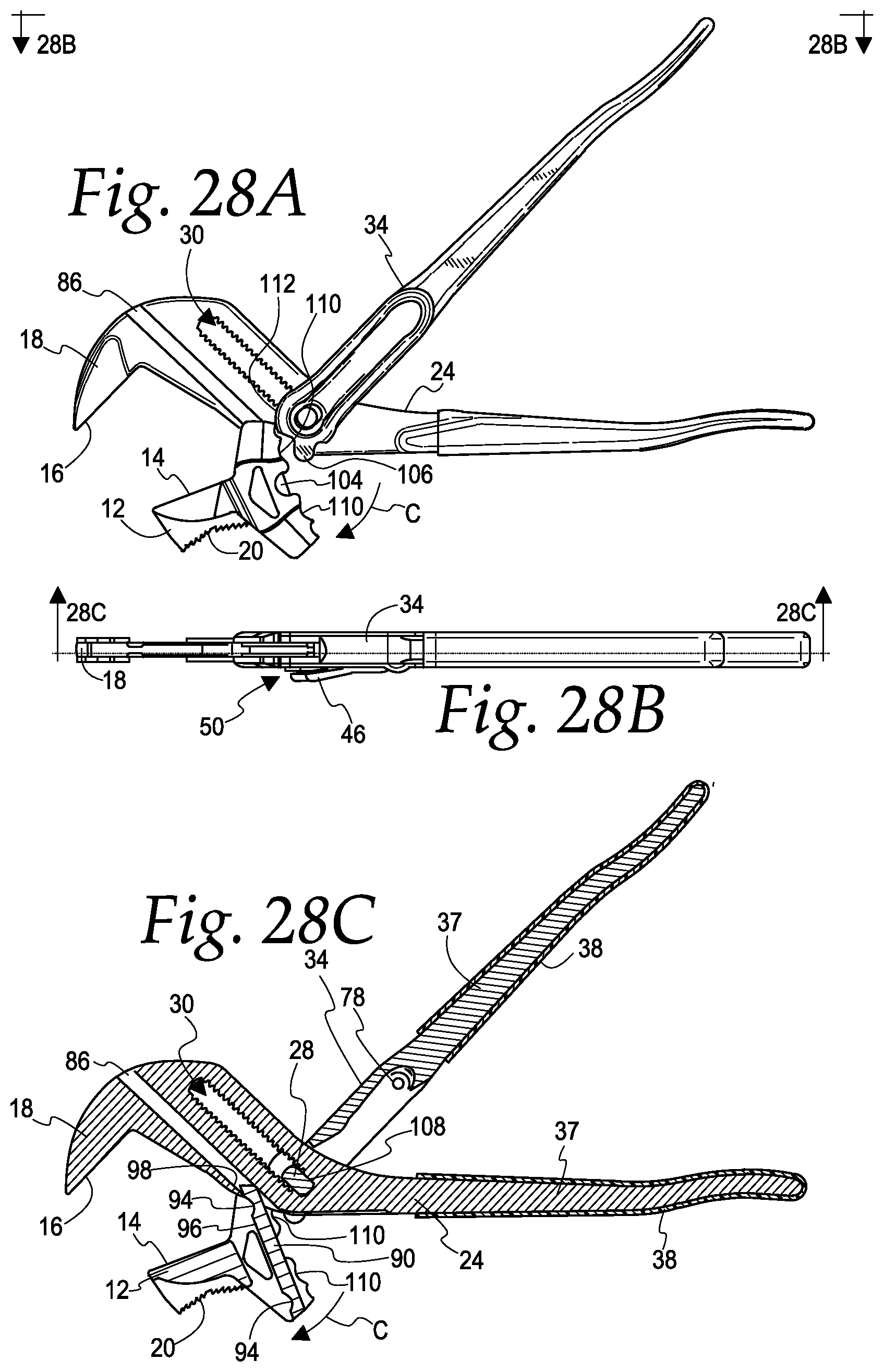 Patent US11787016 Figure 13 – Plier wrench with removable/reversible jaw