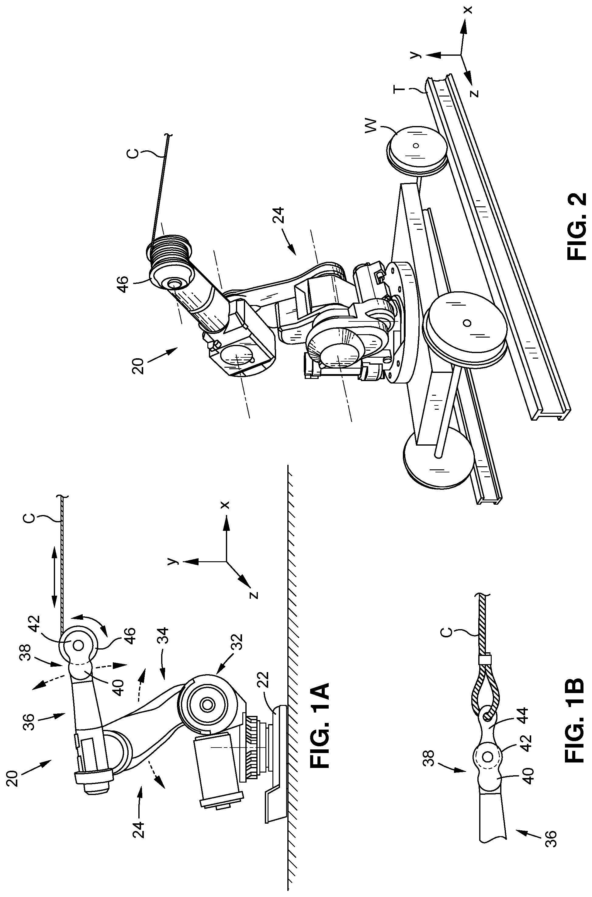 Patent US11787039 Figure 1 – Method and system for moving cable-mounted objects using robotic mounts