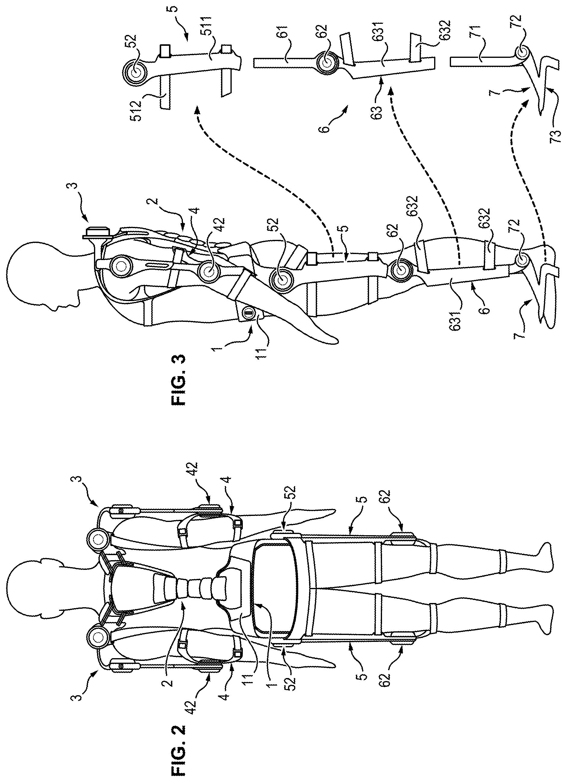 Patent US11787040 Figure 2 – Modular exoskeleton structure that provides force assistance to the user
