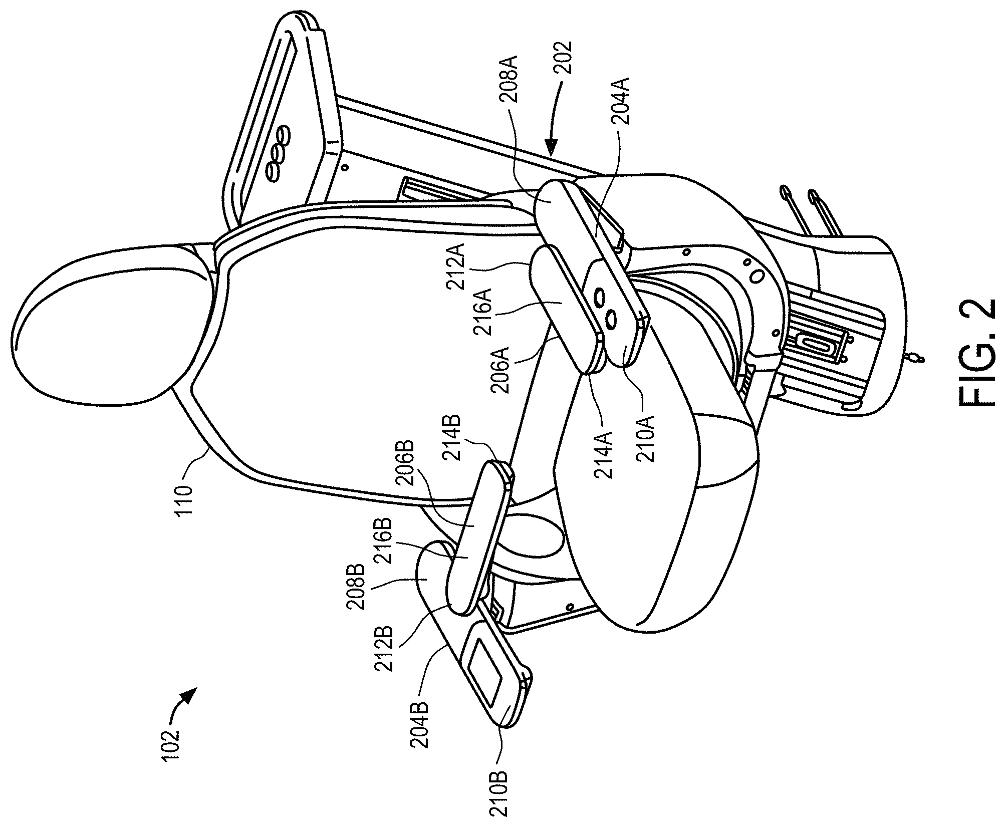 Patent US11787063 Figure 2 – Linear lock and adjustable arm support system