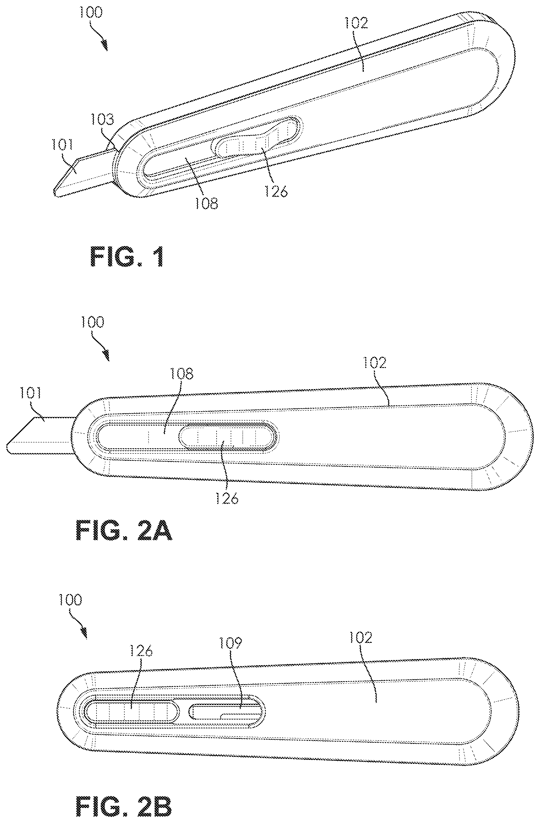 Patent US11787072 Figure 1 – Retractable utility knife