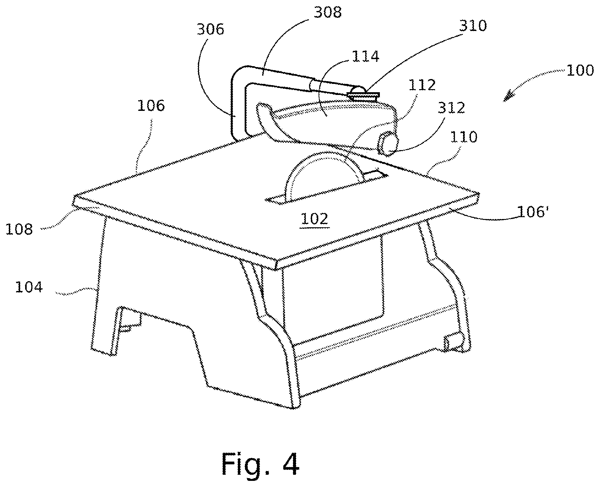 Patent US11787079 Figure 4 – Table saw blade safety system