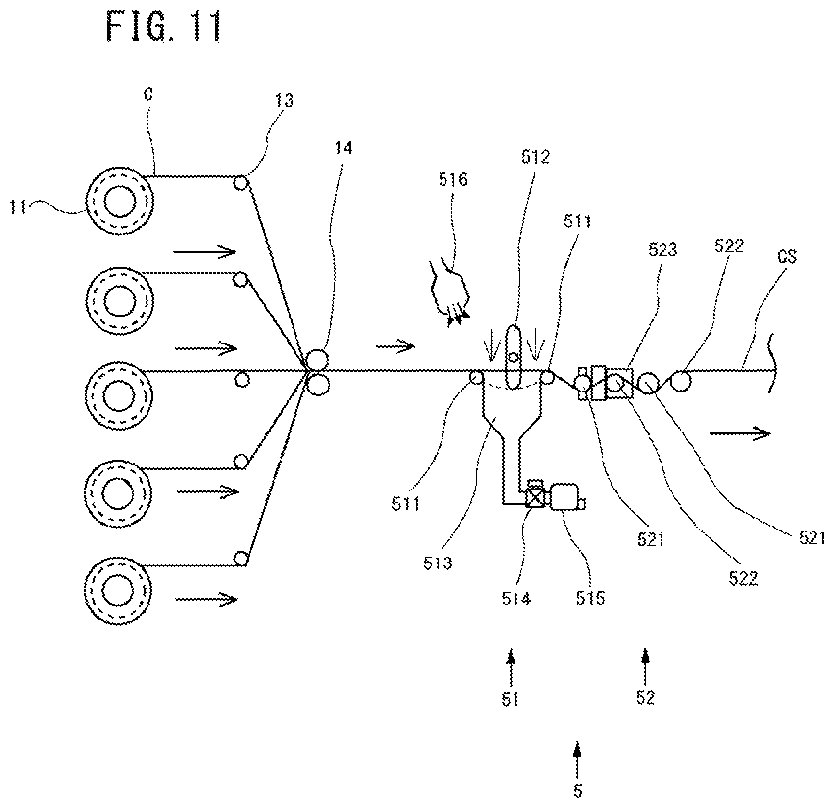 Patent US11787086 Figure 7 – Molding method and molding device for composite sheet
