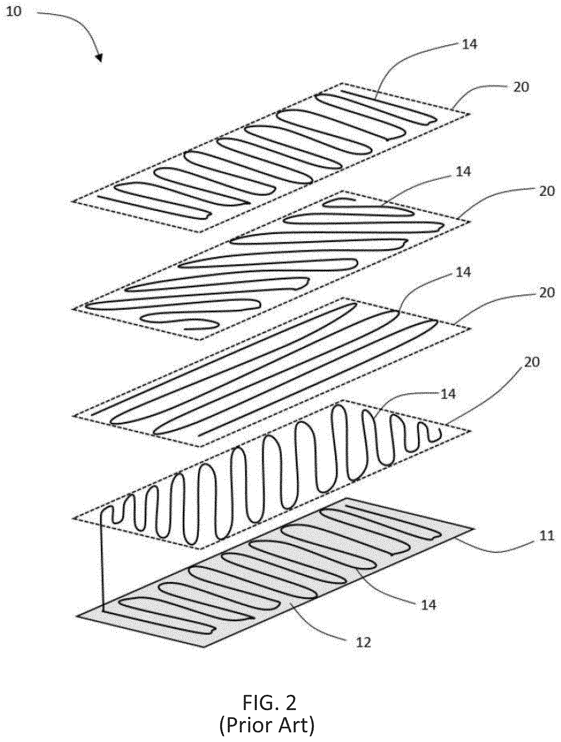Patent US11787087 Figure 2 – Three dimensional preform created by preconsolidation of thermal plastic stitched sheet