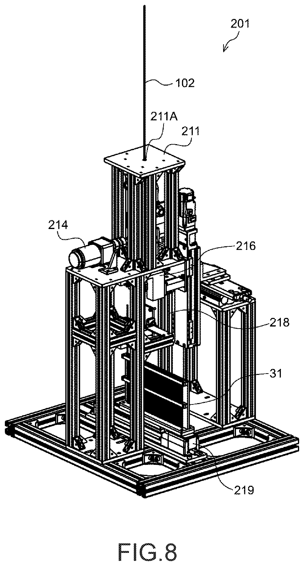 Patent US11787089 Figure 8 – Method of producing an optical member including an alignment of canes into a jig