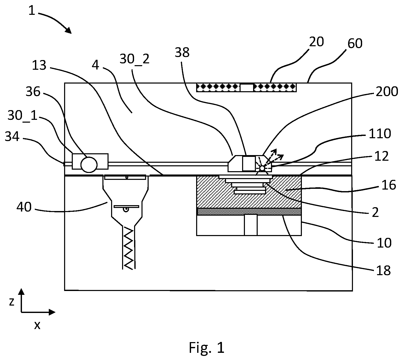 Patent US11787116 Figure 1 – Infrared radiation deflector for apparatus for the layer-by-layer formation of three-dimensional objects