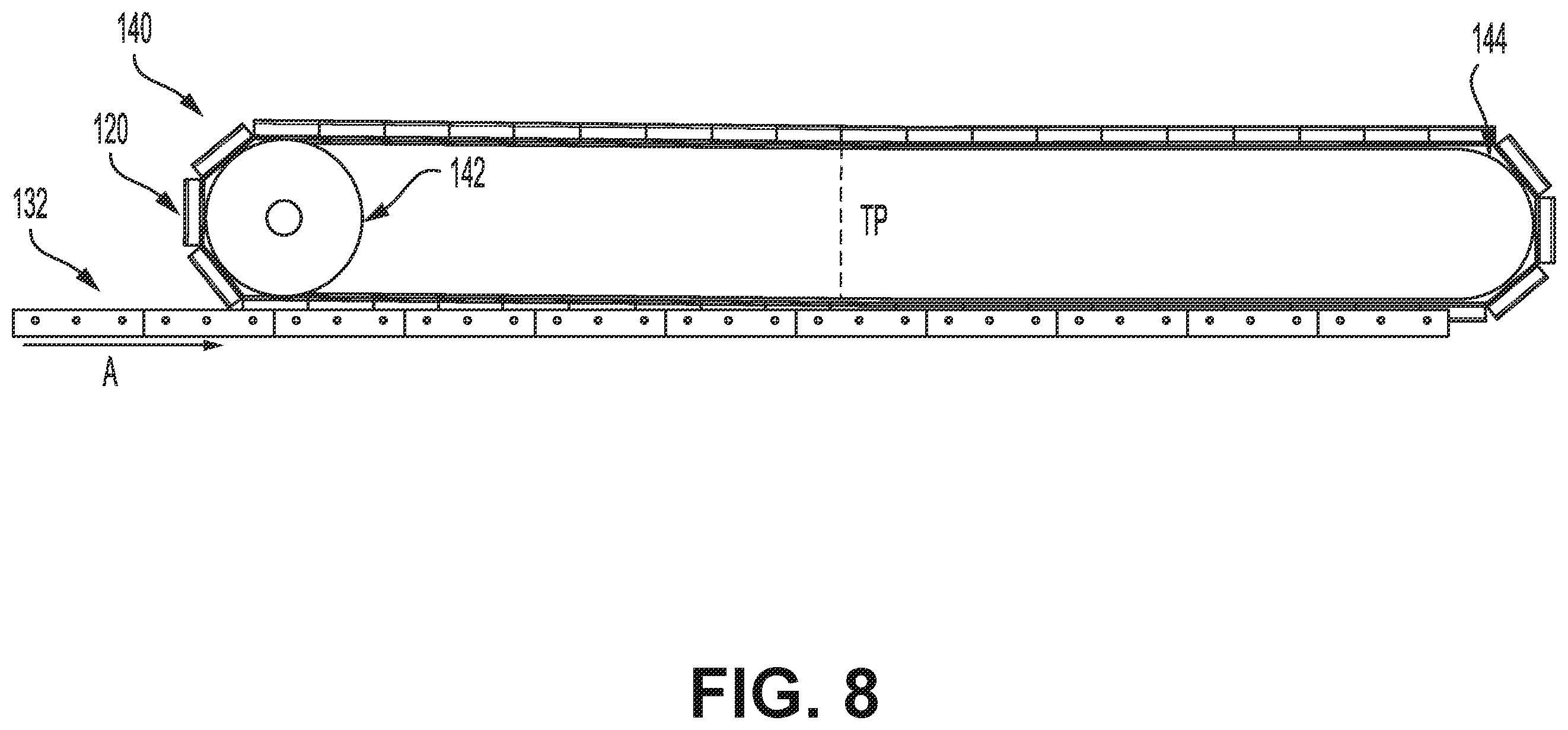Patent US11787133 Figure 8 – Conveyor forming composite stringers