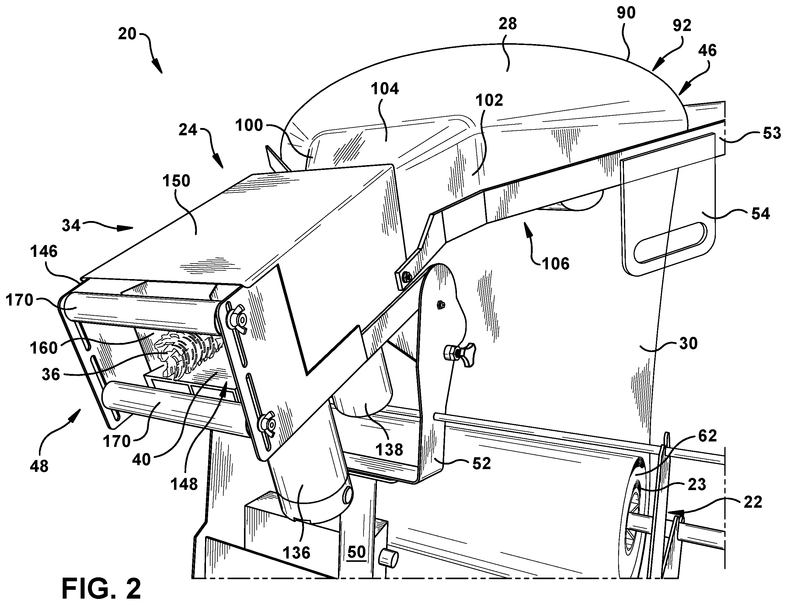 Patent US11787145 Figure 2 – Dunnage conversion system and method for expanding pre-slit sheet stock material