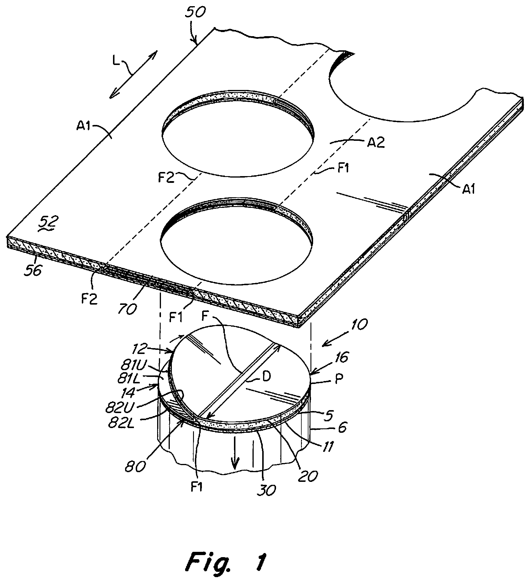 Patent US11787153 Figure 1 – Thermally laminated tab liner