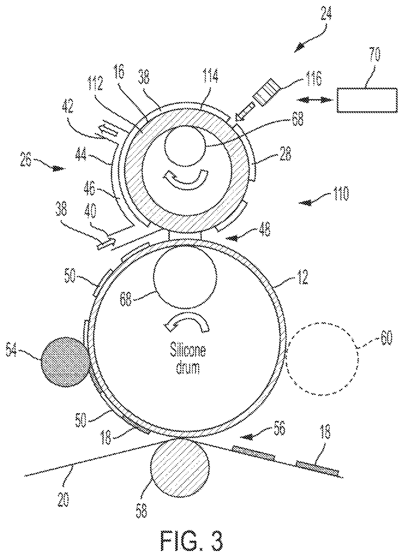 Patent US11787167 Figure 3 – Secondary roller for fountain solution contact angle pinning