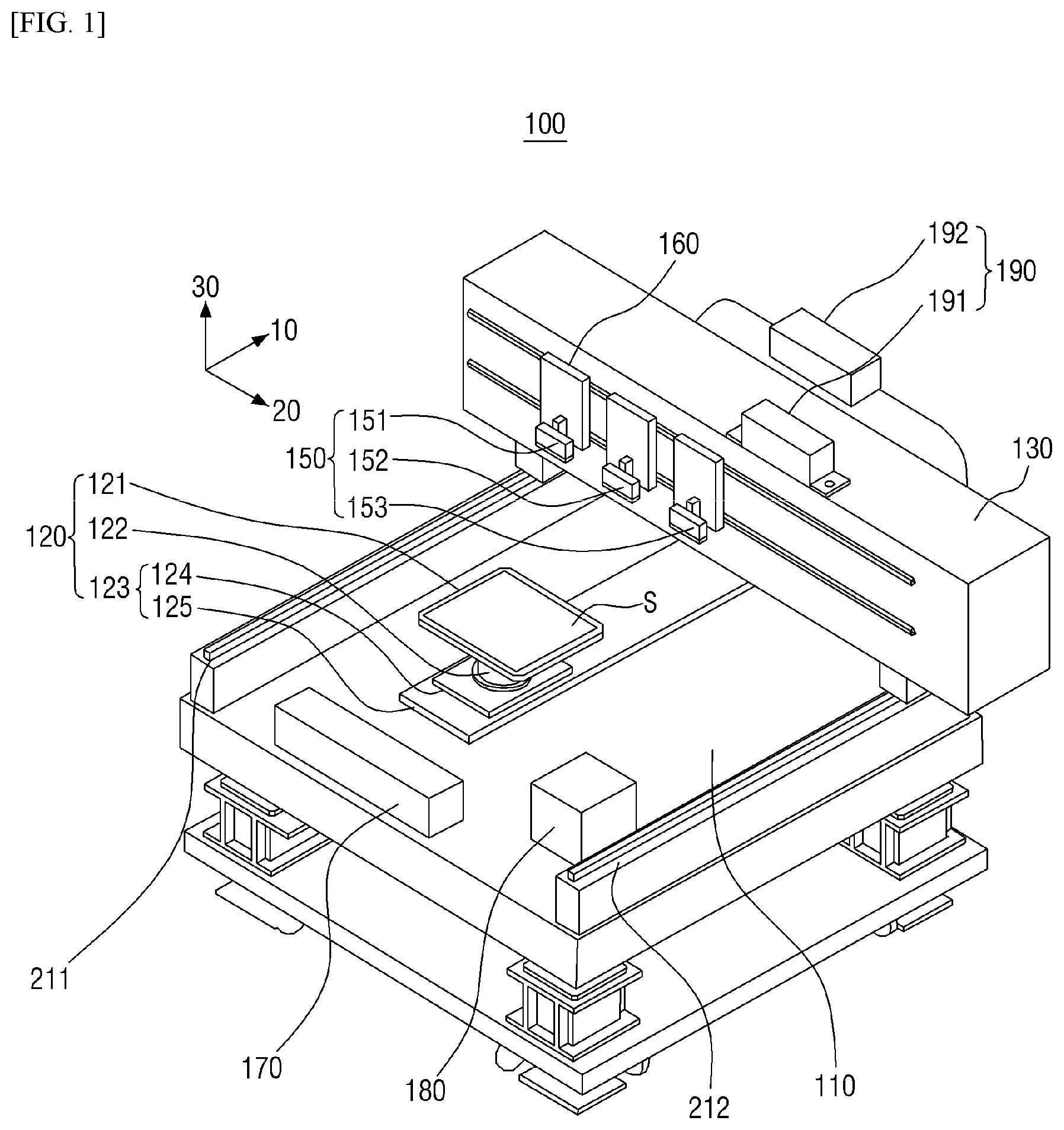 Patent US11787171 Figure 1 – Apparatus for correcting impact point of ink and system for treating substrate with the apparatus