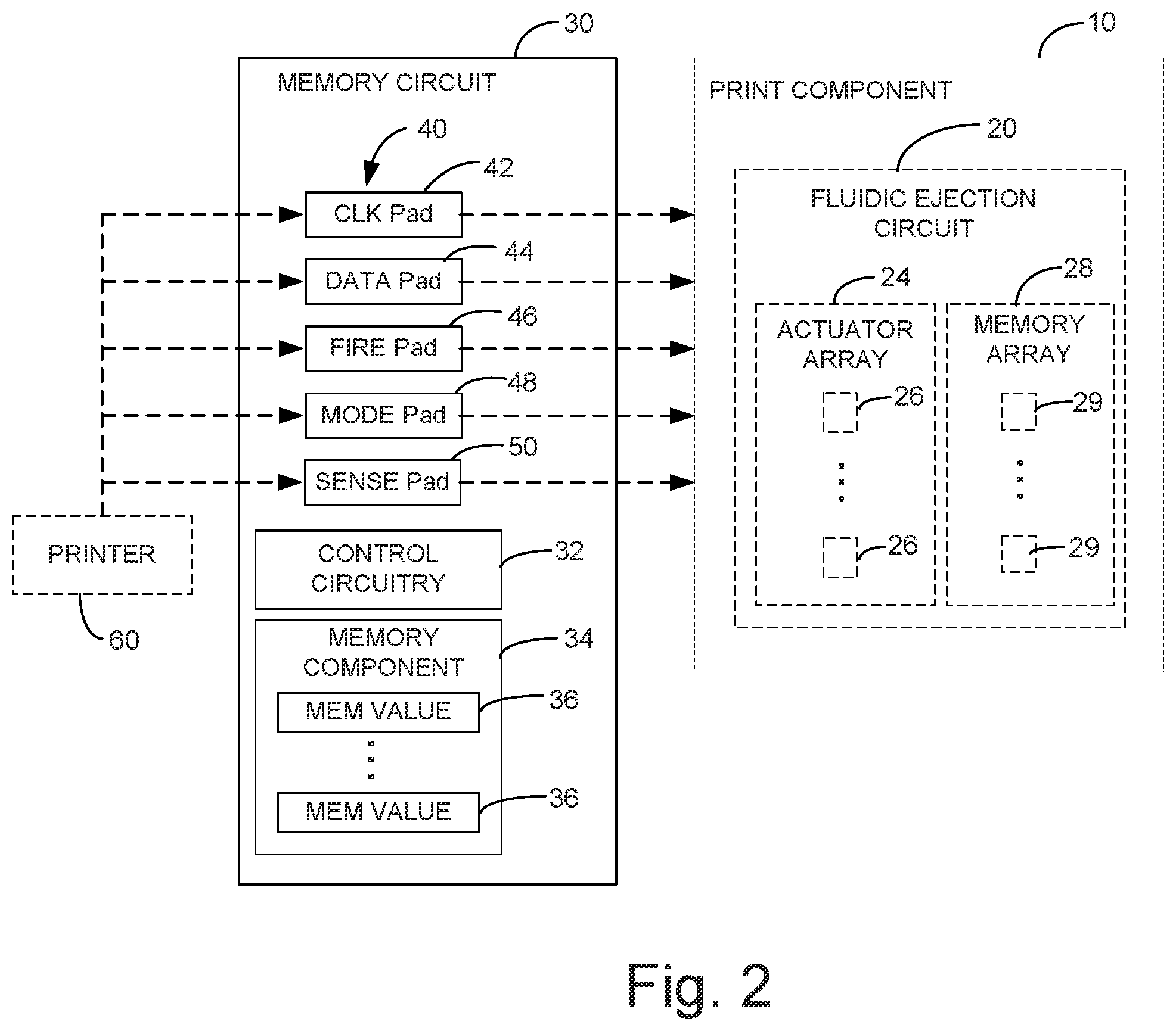 Patent US11787173 Figure 2 – Print component with memory circuit