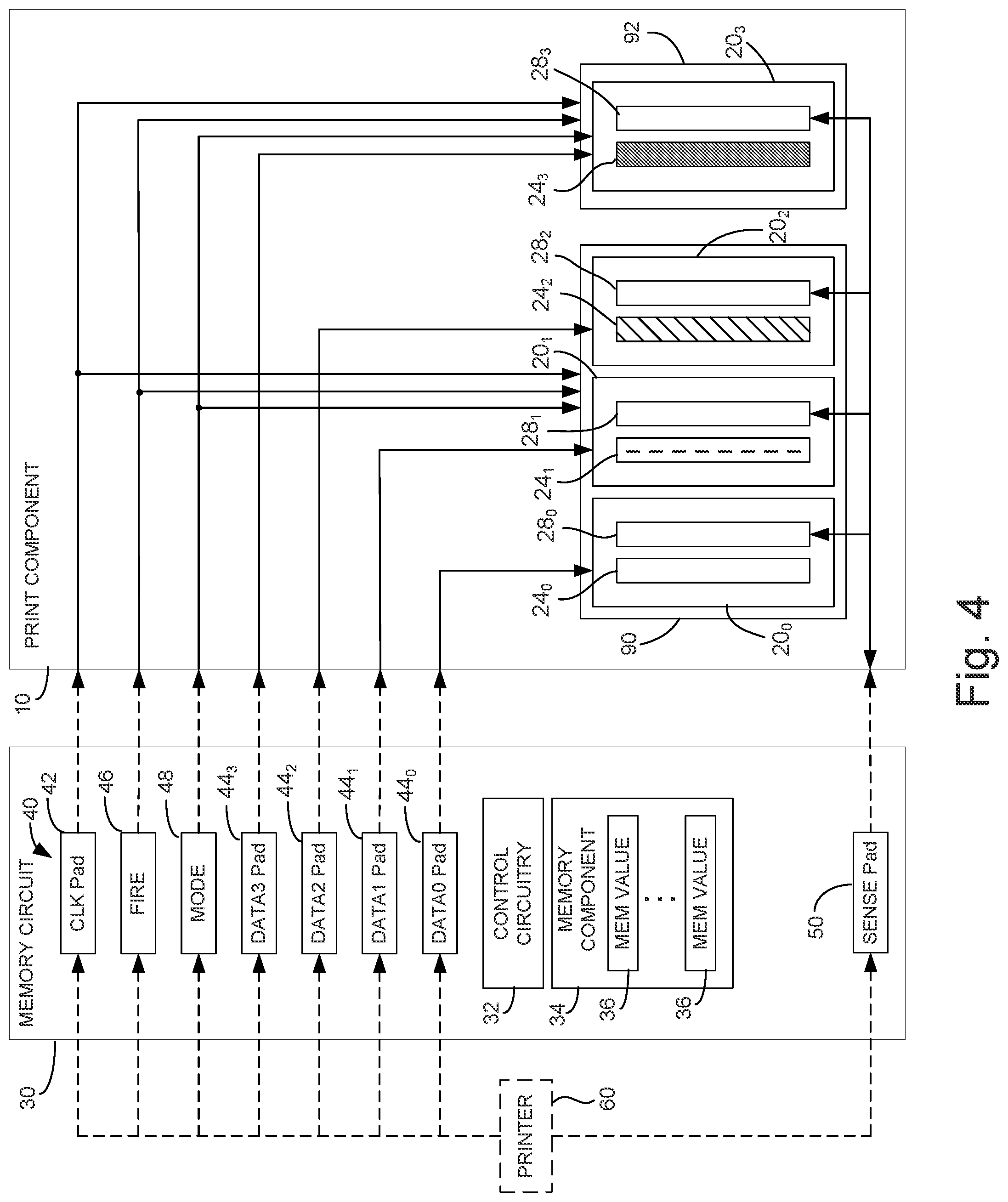 Patent US11787173 Figure 4 – Print component with memory circuit