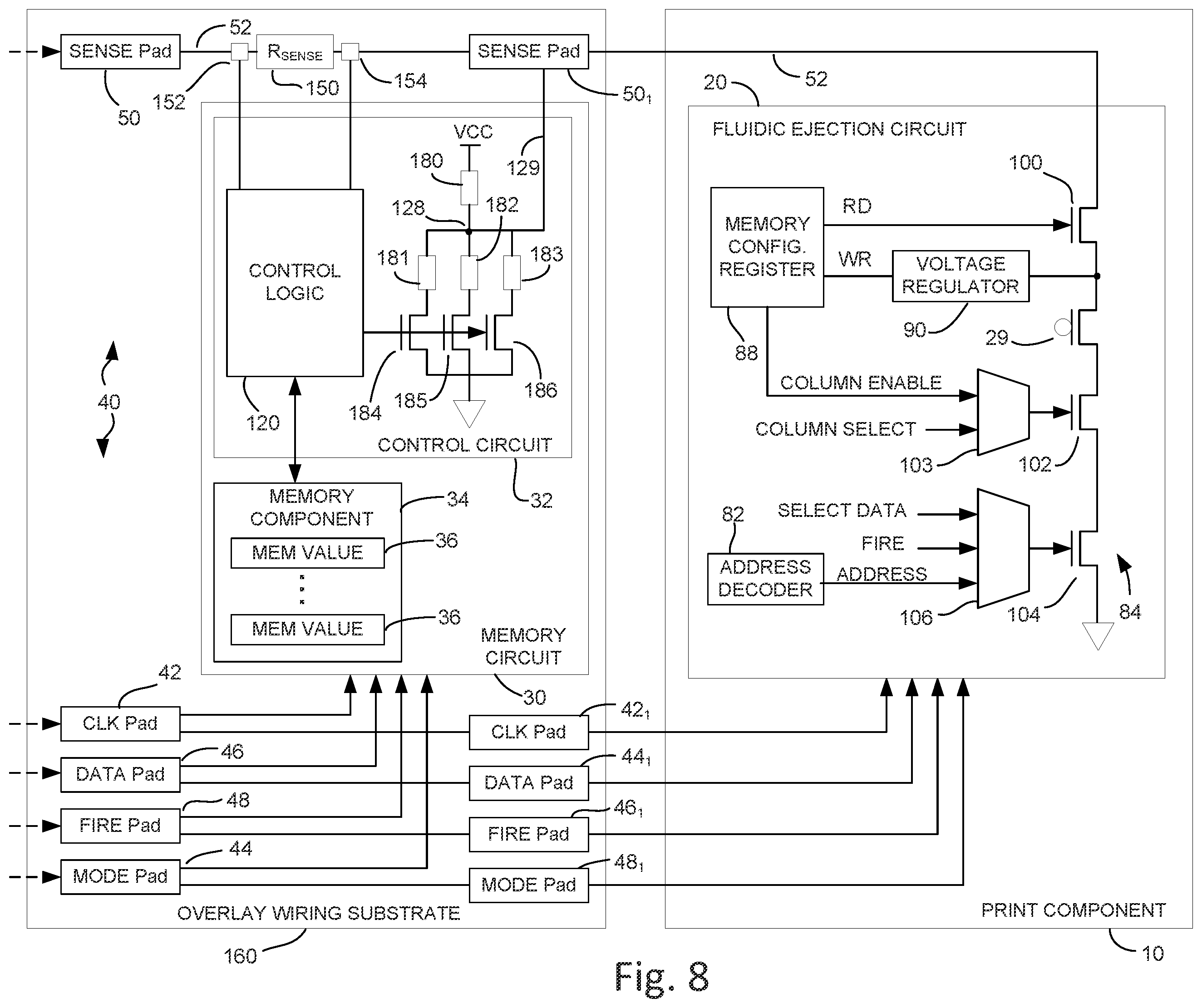 Patent US11787173 Figure 8 – Print component with memory circuit