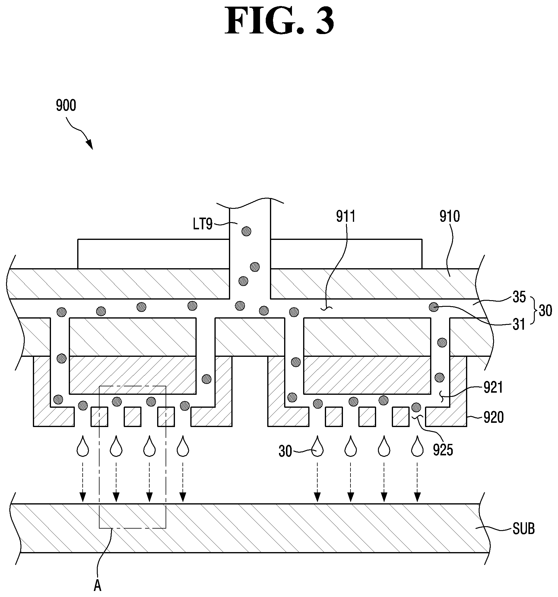 Patent US11787190 Figure 3 – Inkjet printing device, ink ejecting method, and method for manufacturing display device
