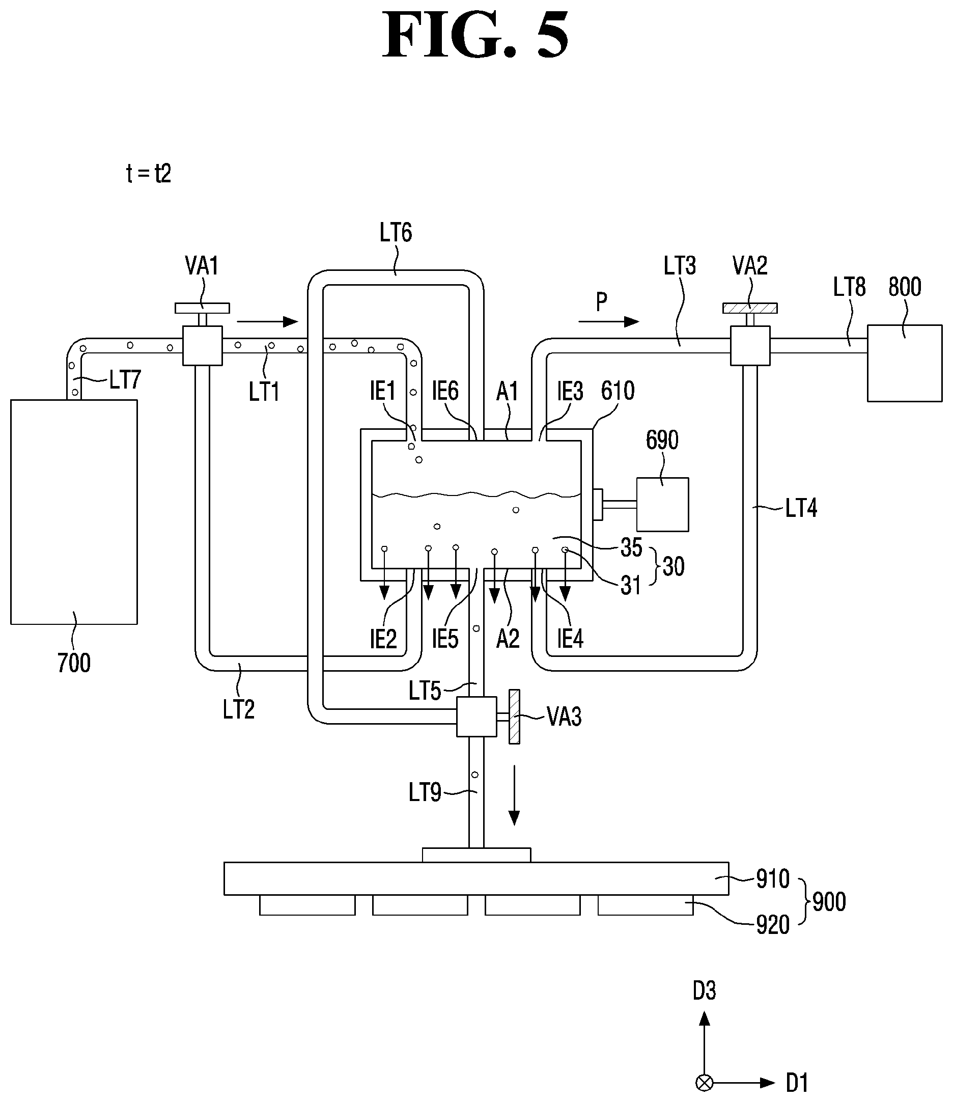 Patent US11787190 Figure 5 – Inkjet printing device, ink ejecting method, and method for manufacturing display device