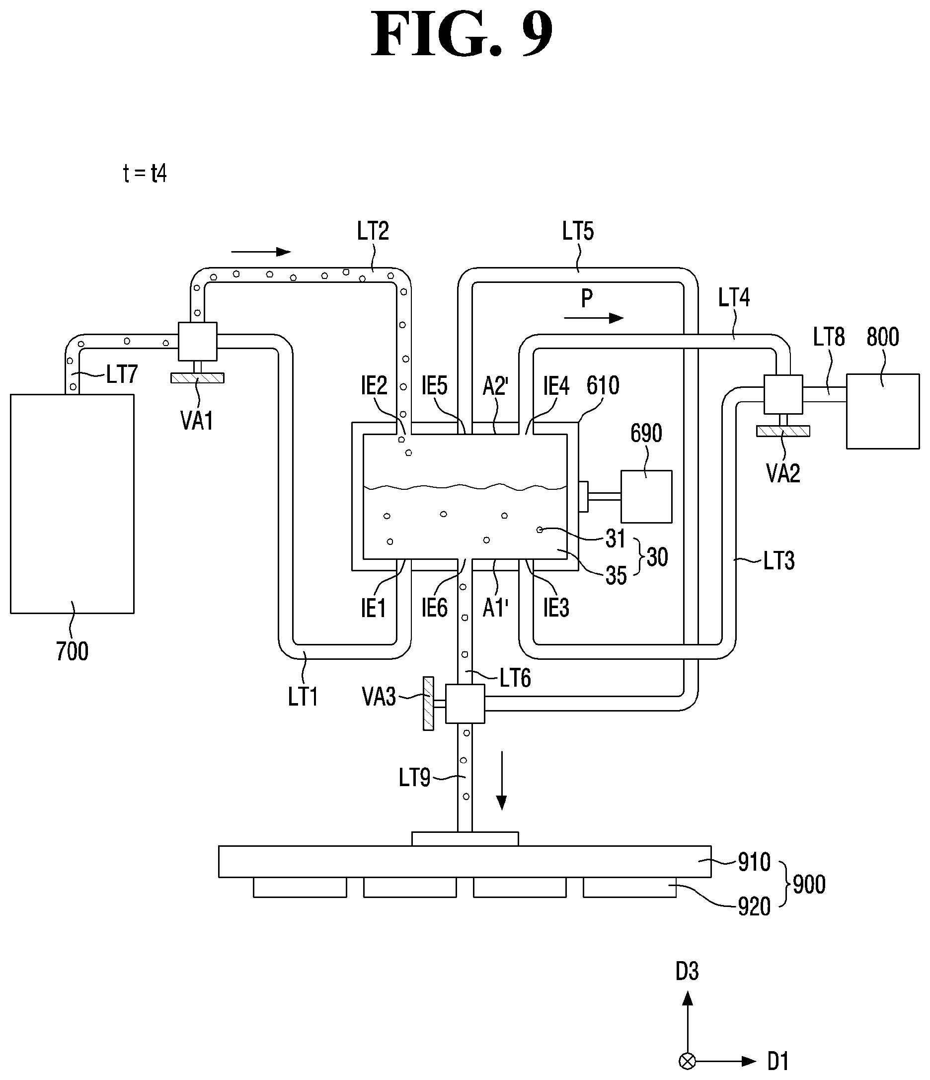 Patent US11787190 Figure 9 – Inkjet printing device, ink ejecting method, and method for manufacturing display device