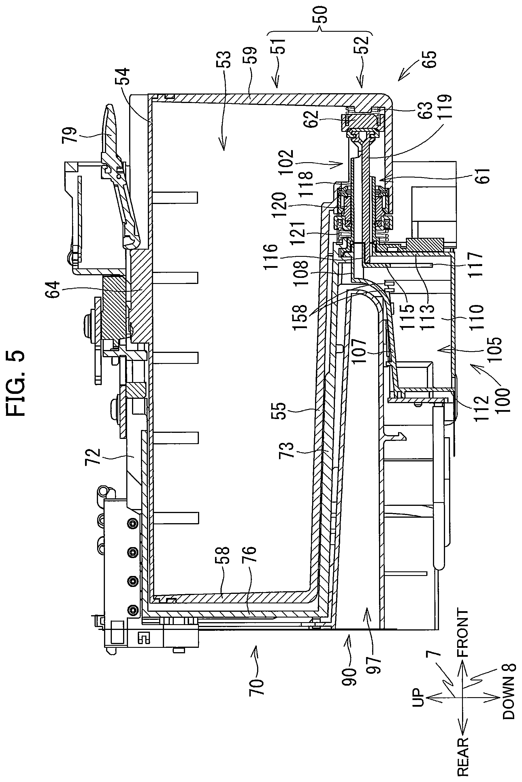 Patent US11787192 Figure 5 – Liquid supplying device having tank and cartridge attachable thereto