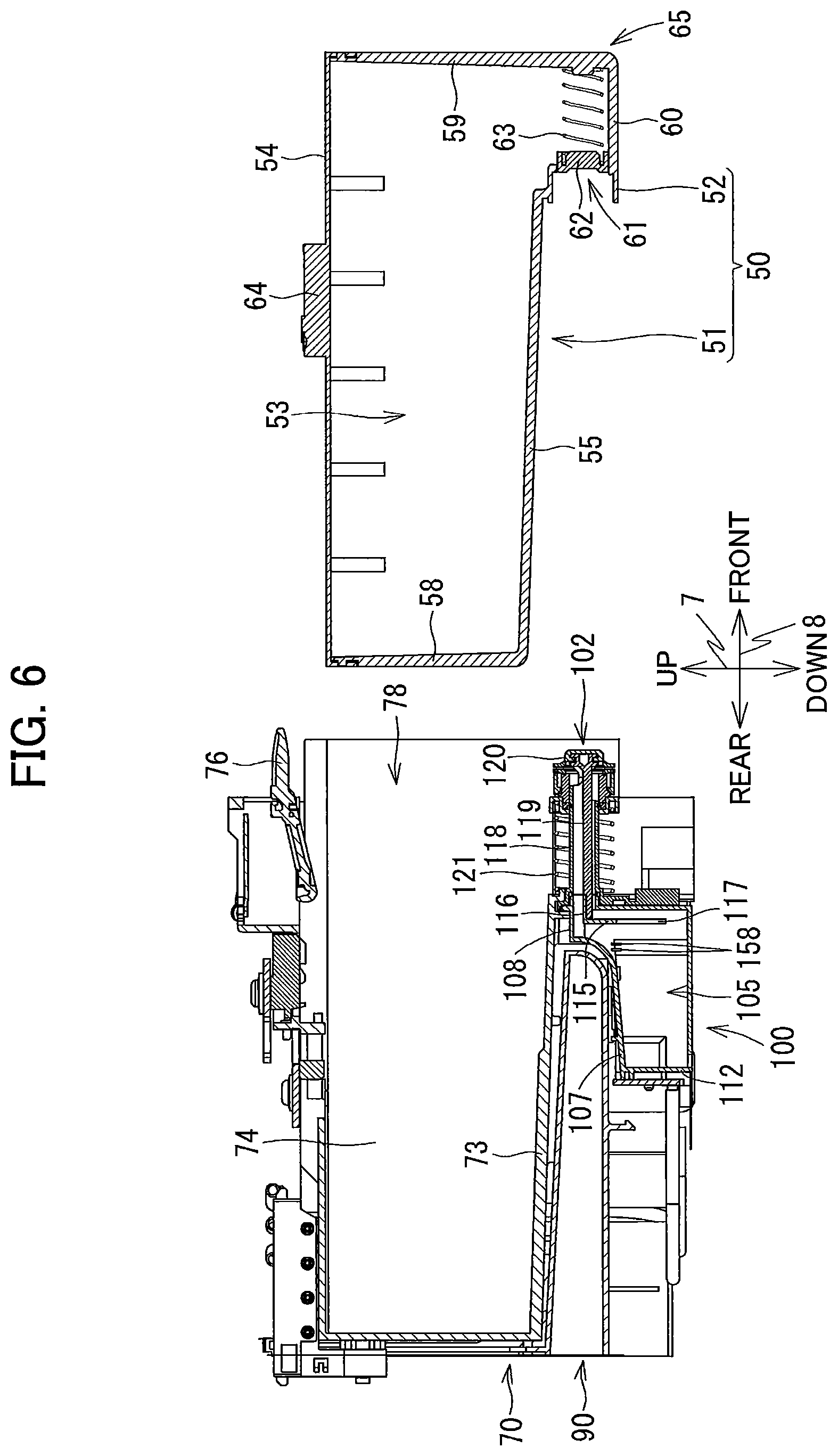 Patent US11787192 Figure 6 – Liquid supplying device having tank and cartridge attachable thereto