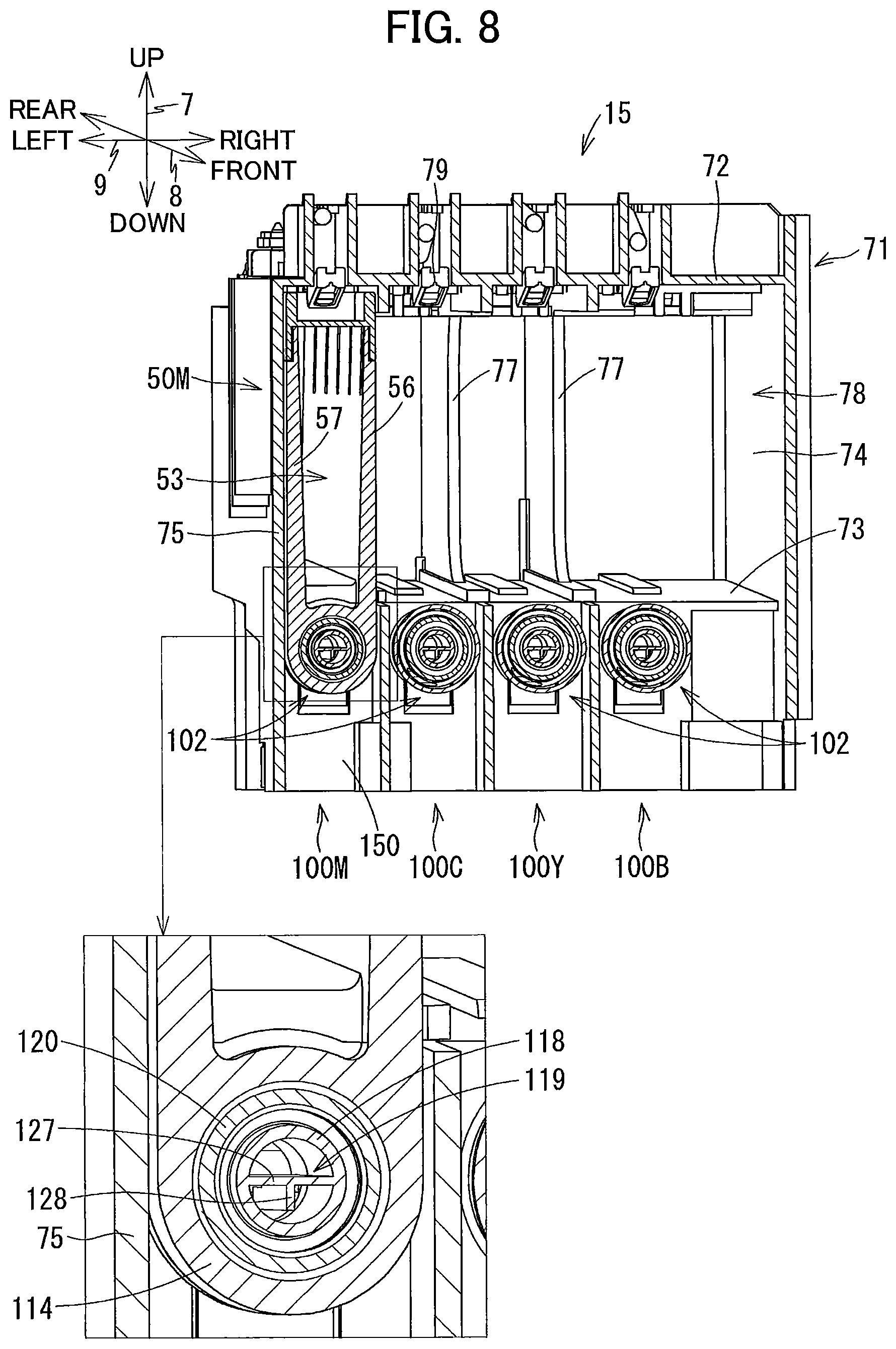 Patent US11787192 Figure 8 – Liquid supplying device having tank and cartridge attachable thereto
