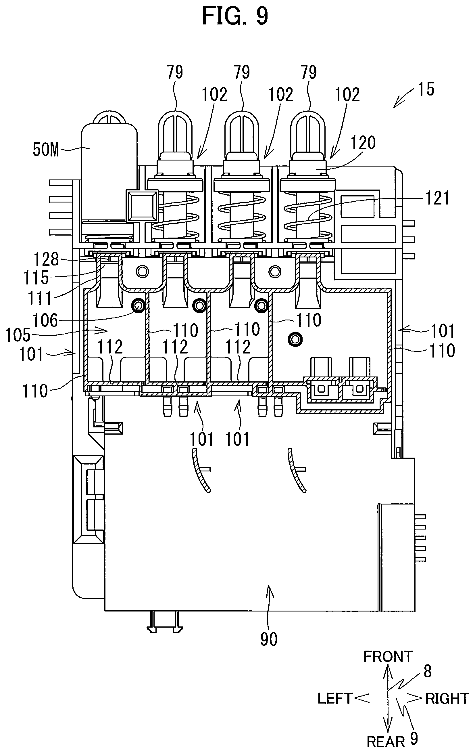Patent US11787192 Figure 9 – Liquid supplying device having tank and cartridge attachable thereto