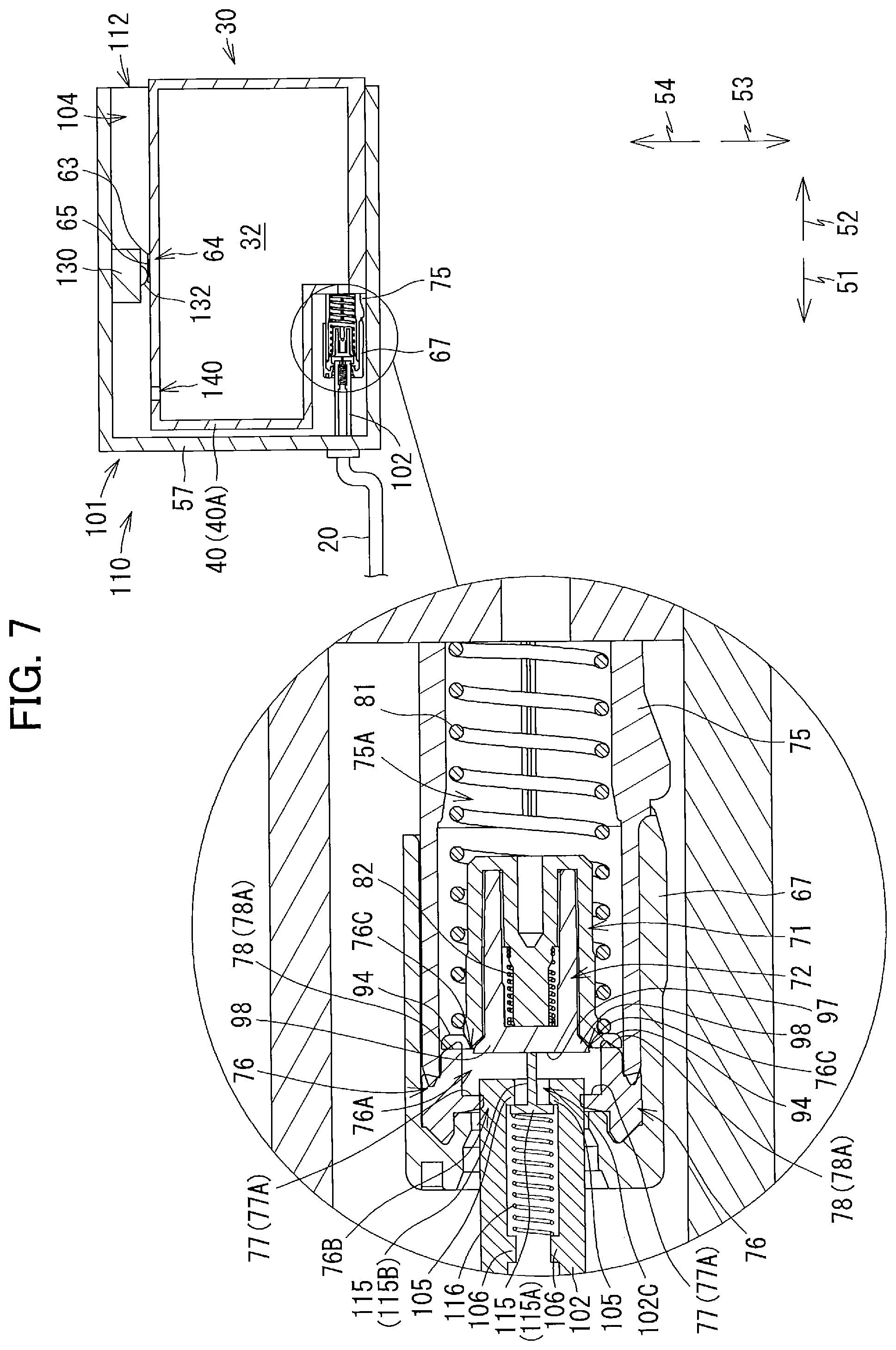 Patent US11787193 Figure 7 – Liquid cartridge including first and second valves disposed in liquid supply portion, and system using the same