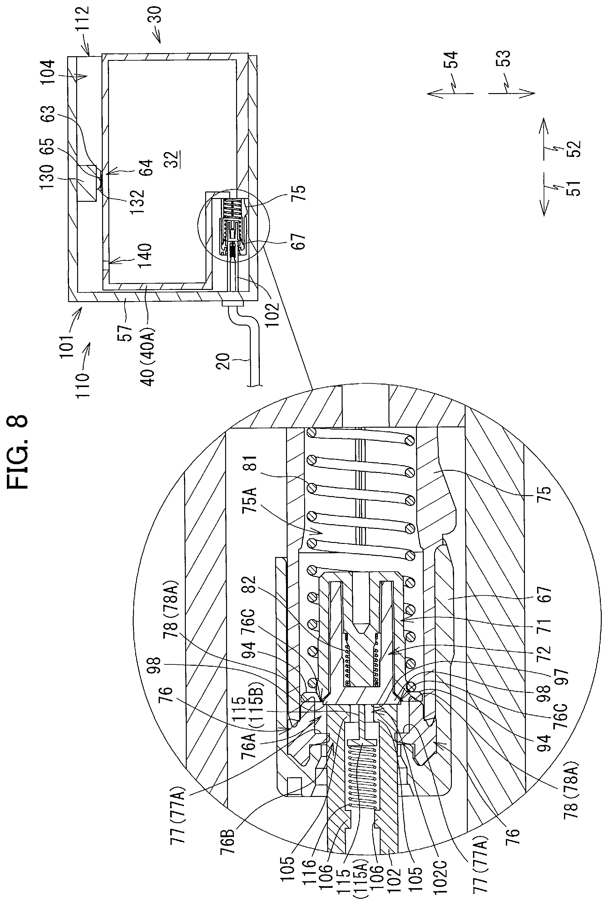 Patent US11787193 Figure 8 – Liquid cartridge including first and second valves disposed in liquid supply portion, and system using the same
