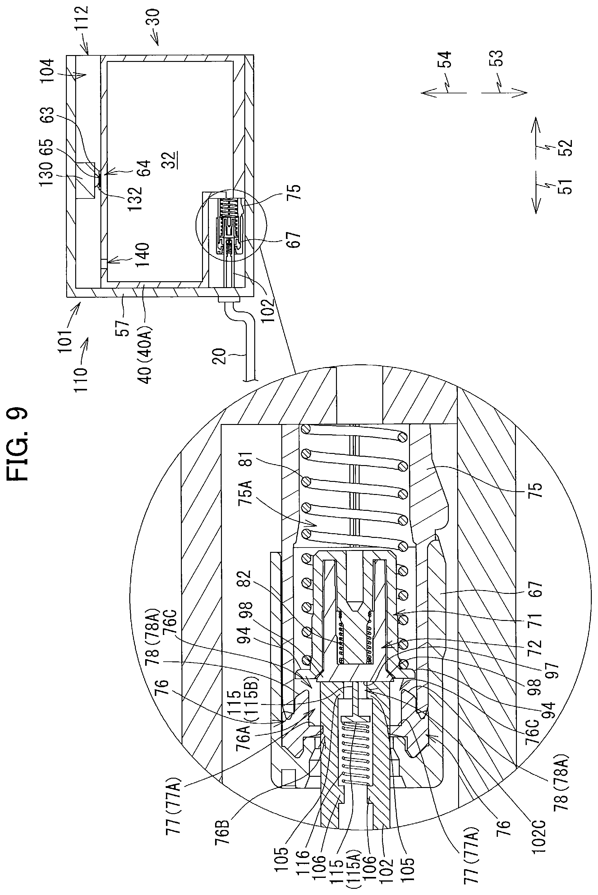 Patent US11787193 Figure 9 – Liquid cartridge including first and second valves disposed in liquid supply portion, and system using the same