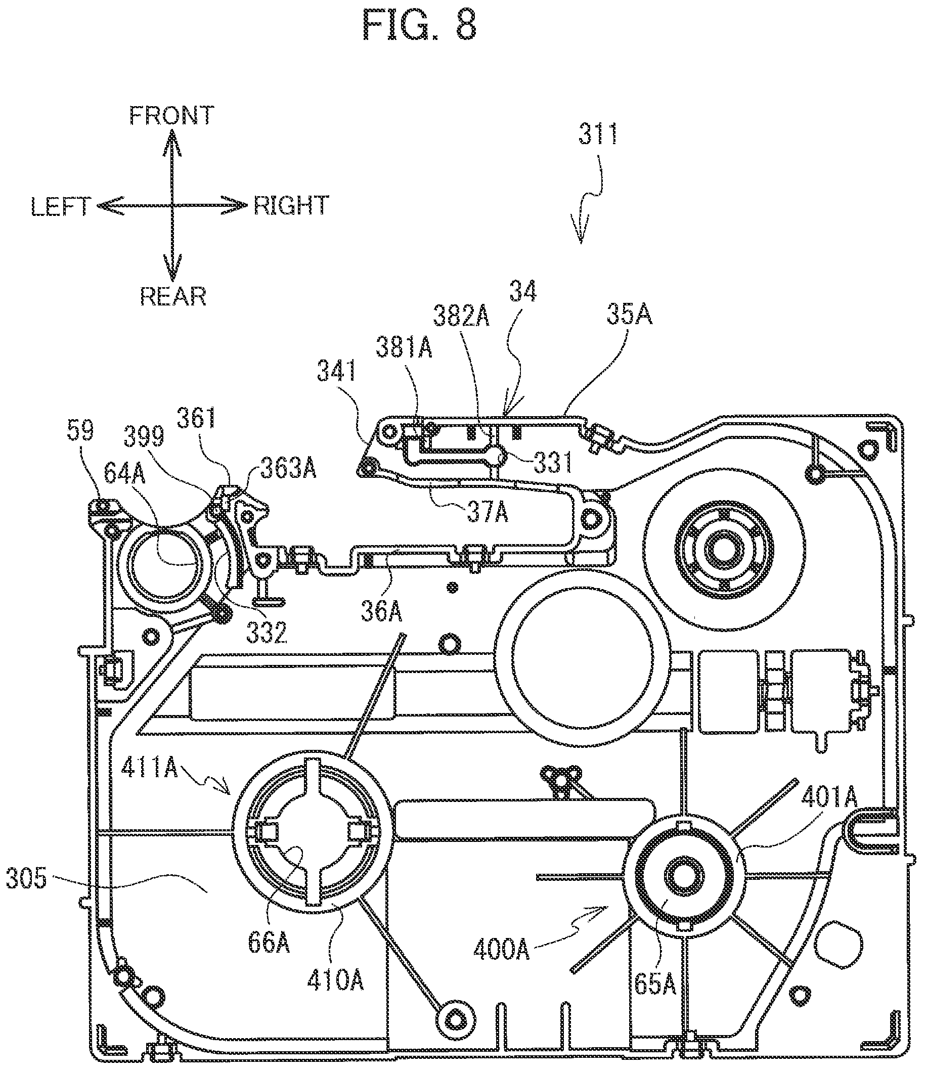 Patent US11787206 Figure 8 – Medium having heat-sensitive medium and adhesive medium whose width is greater than width of heat-sensitive medium, cartridge including the medium, and method for creating the medium