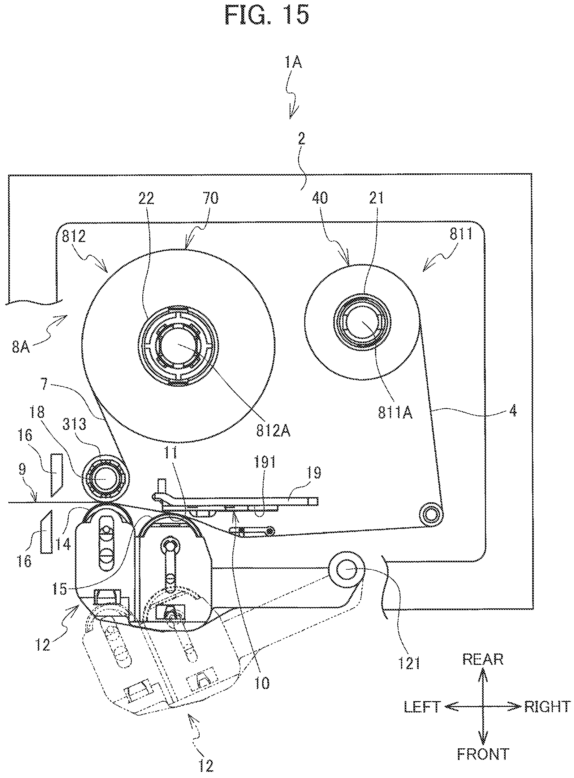 Patent US11787206 Figure 15 – Medium having heat-sensitive medium and adhesive medium whose width is greater than width of heat-sensitive medium, cartridge including the medium, and method for creating the medium