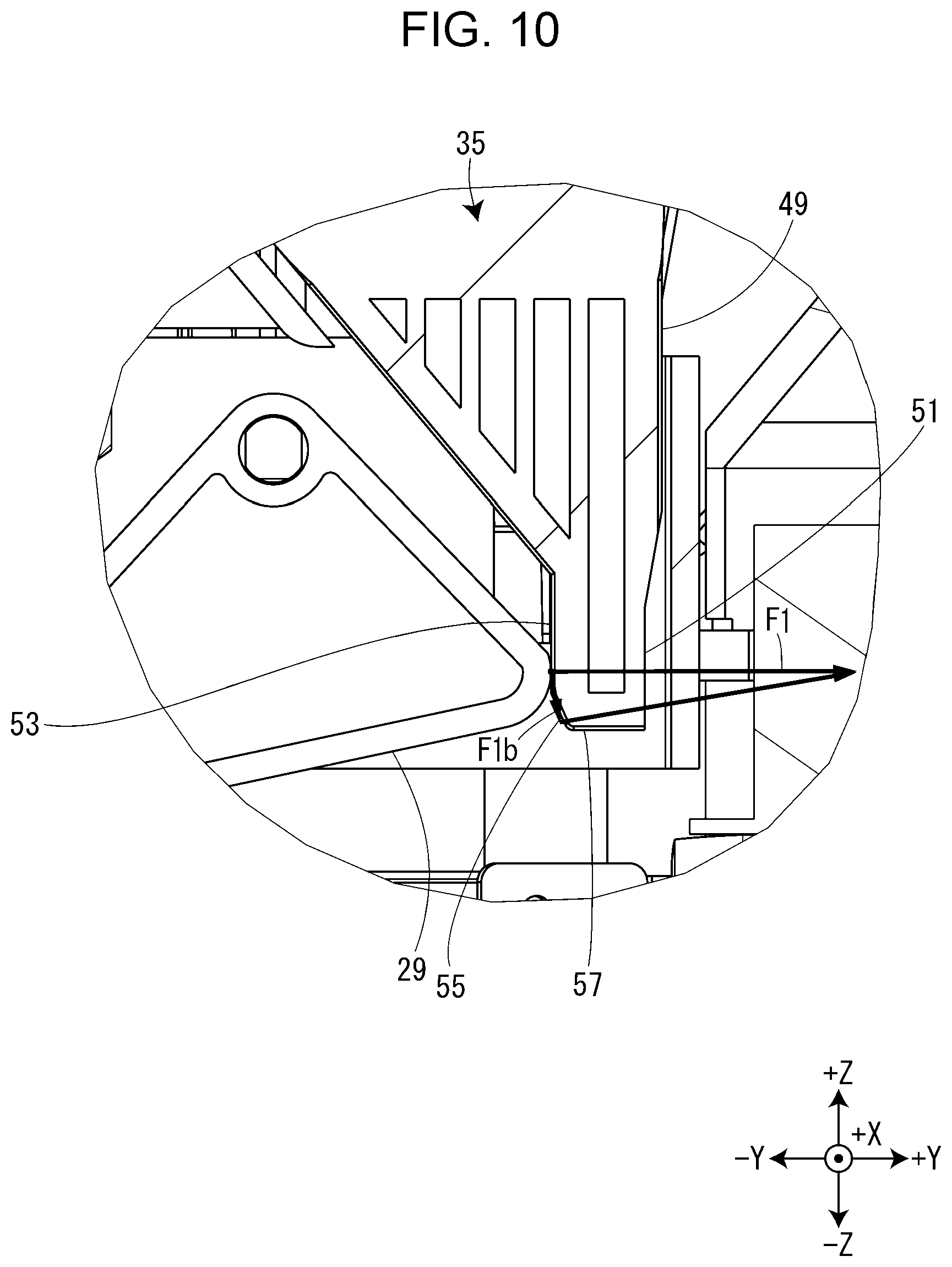 Patent US11787207 Figure 10 – Opening/closing mechanism for opening/closing cover and tape printing device