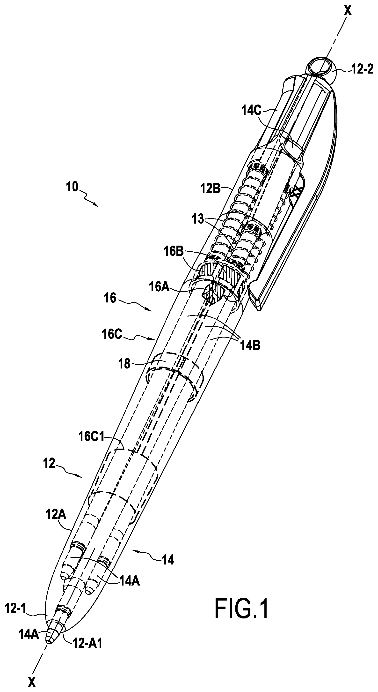Patent US11787223 Figure 1 – Multifunction writing instrument