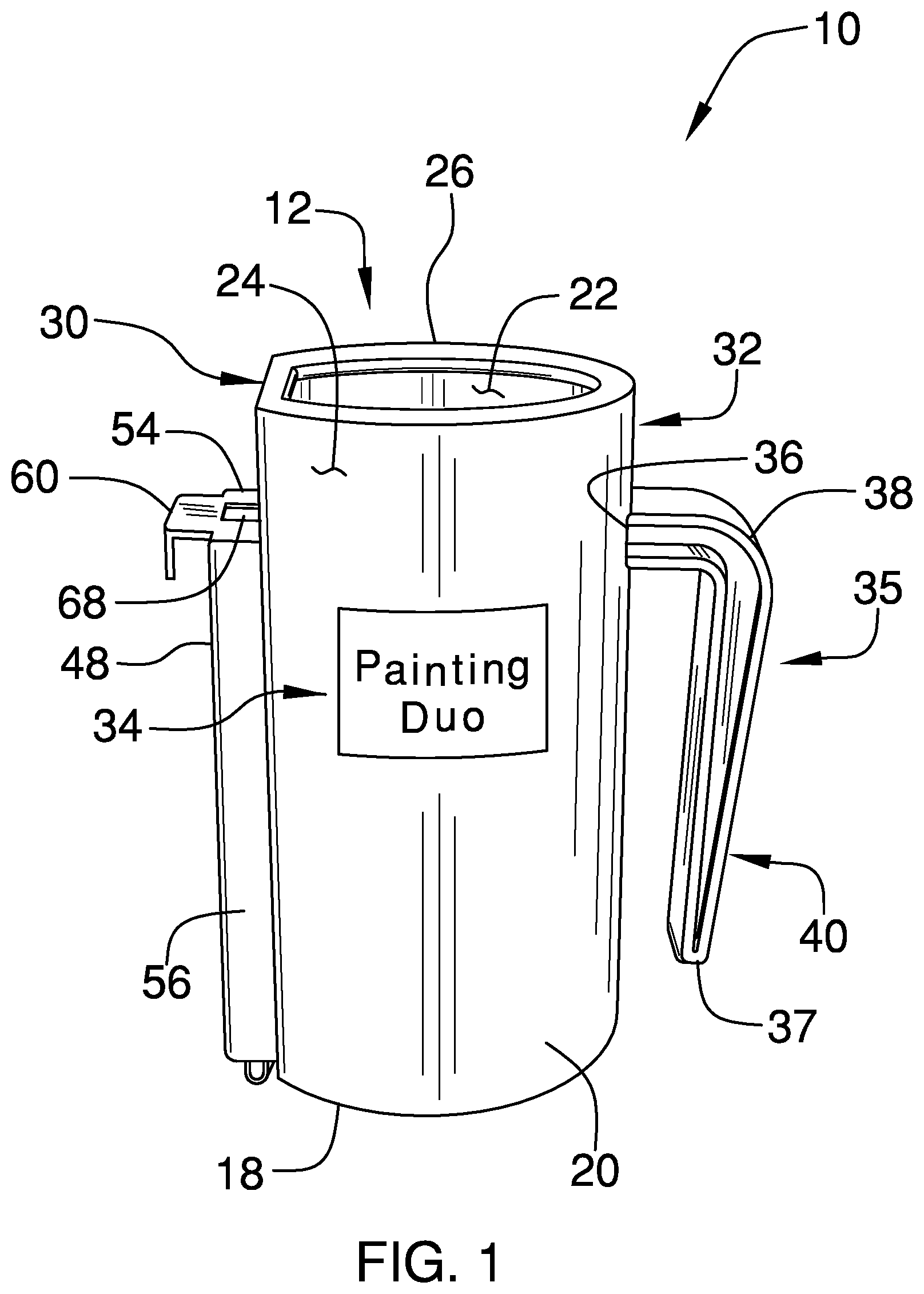 Patent US11787229 Figure 1 – Paint storage assembly