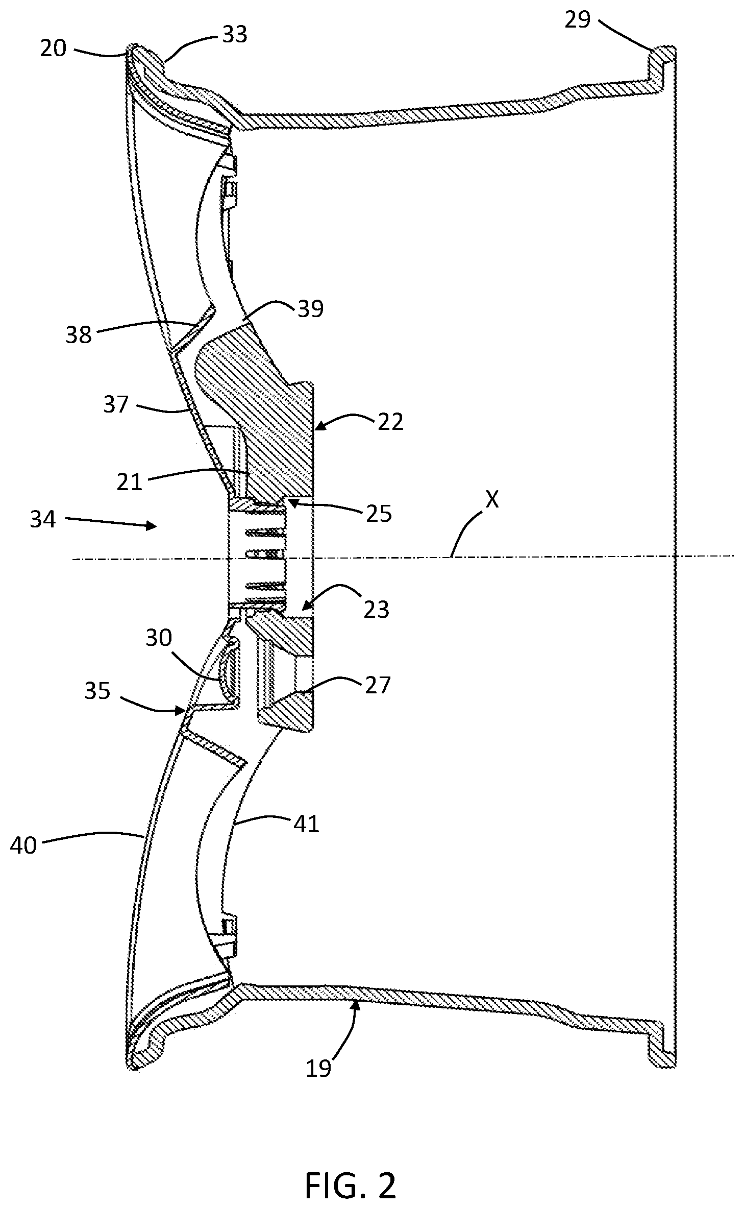 Patent US11787230 Figure 2 – Vehicle wheel cover retention system