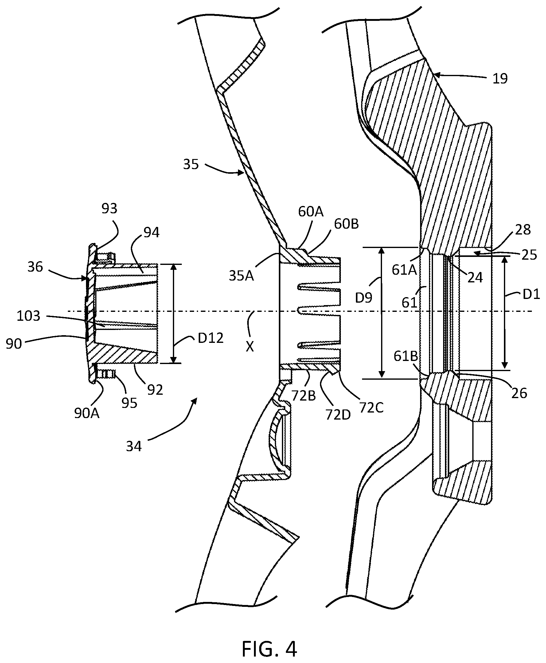 Patent US11787230 Figure 4 – Vehicle wheel cover retention system