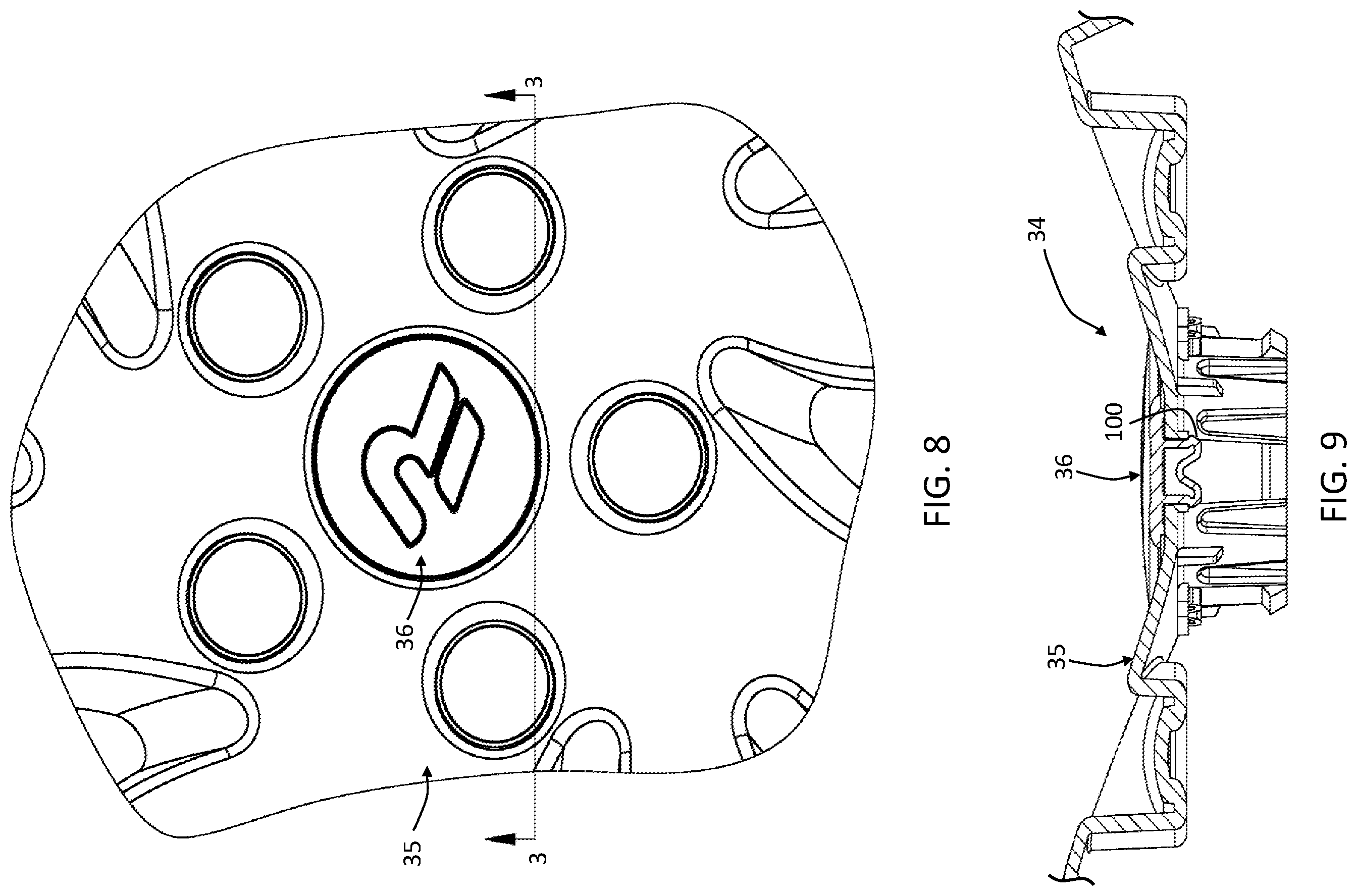 Patent US11787230 Figure 8 – Vehicle wheel cover retention system