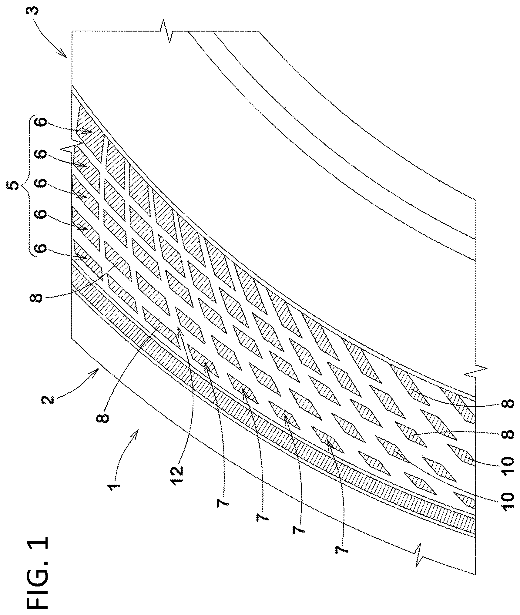 Patent US11787237 Figure 1 – Pneumatic tire