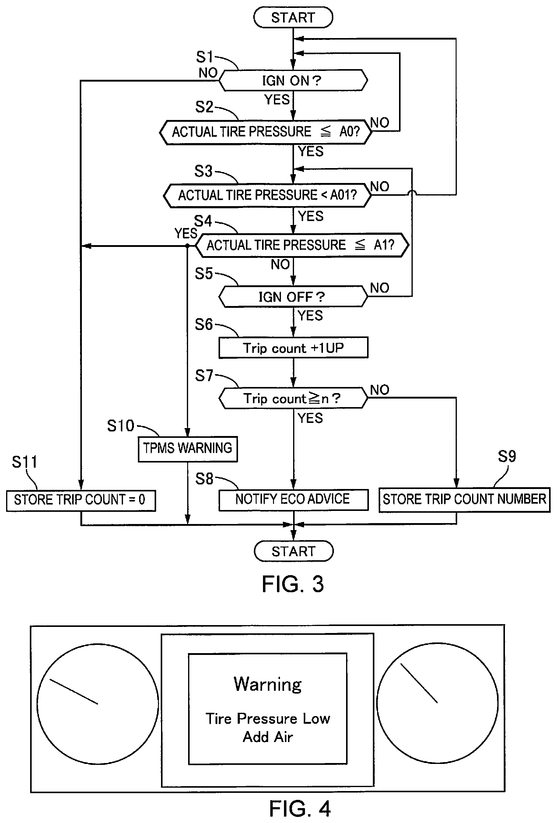 Patent US11787240 Figure 2 – Tire pressure warning device