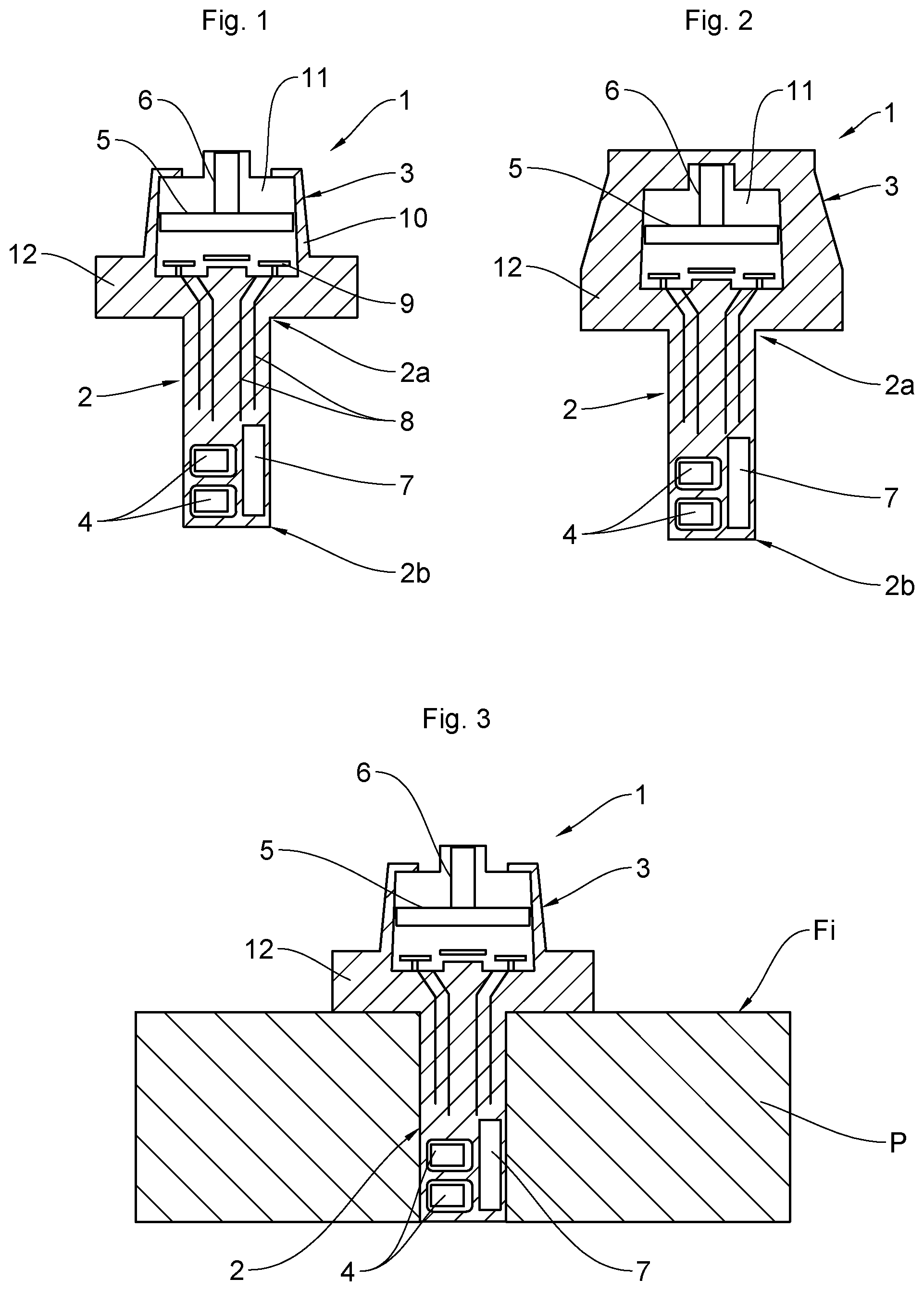 Patent US11787243 — Electronic unit for measuring operating parameters of a vehicle wheel and suitable for being positioned on the inner surface of a tread of a tire — Figure 1